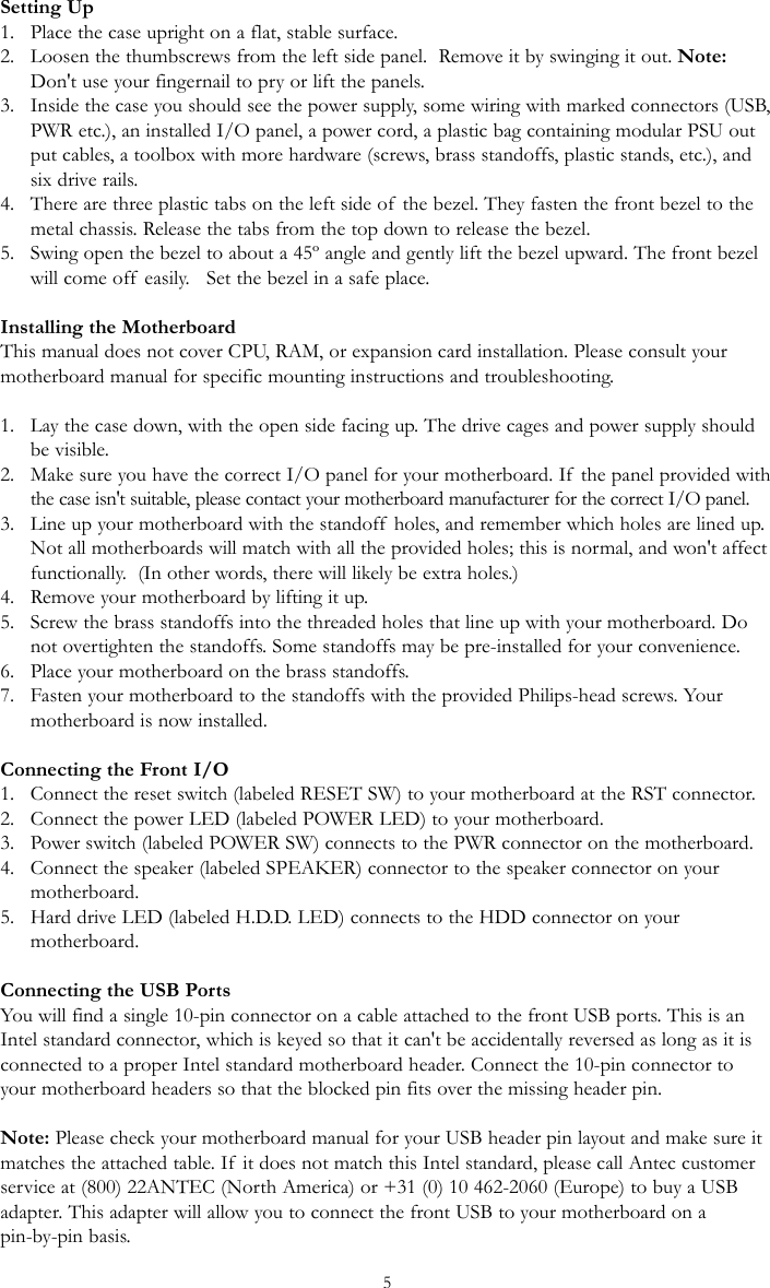 Page 5 of 10 - Antec Antec-P150-Users-Manual- P150_manual_ok Antec-p150-users-manual