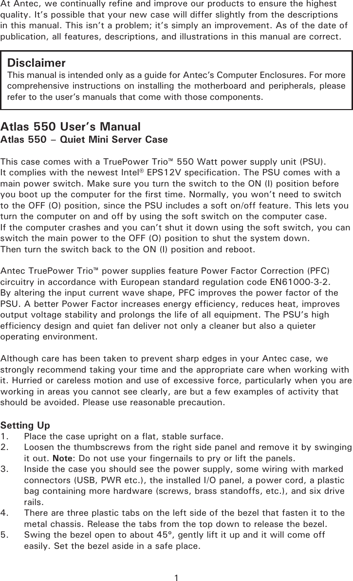 Page 2 of 8 - Antec Antec-Titan-550-Users-Manual- Atlas_revised Manual Antec-titan-550-users-manual
