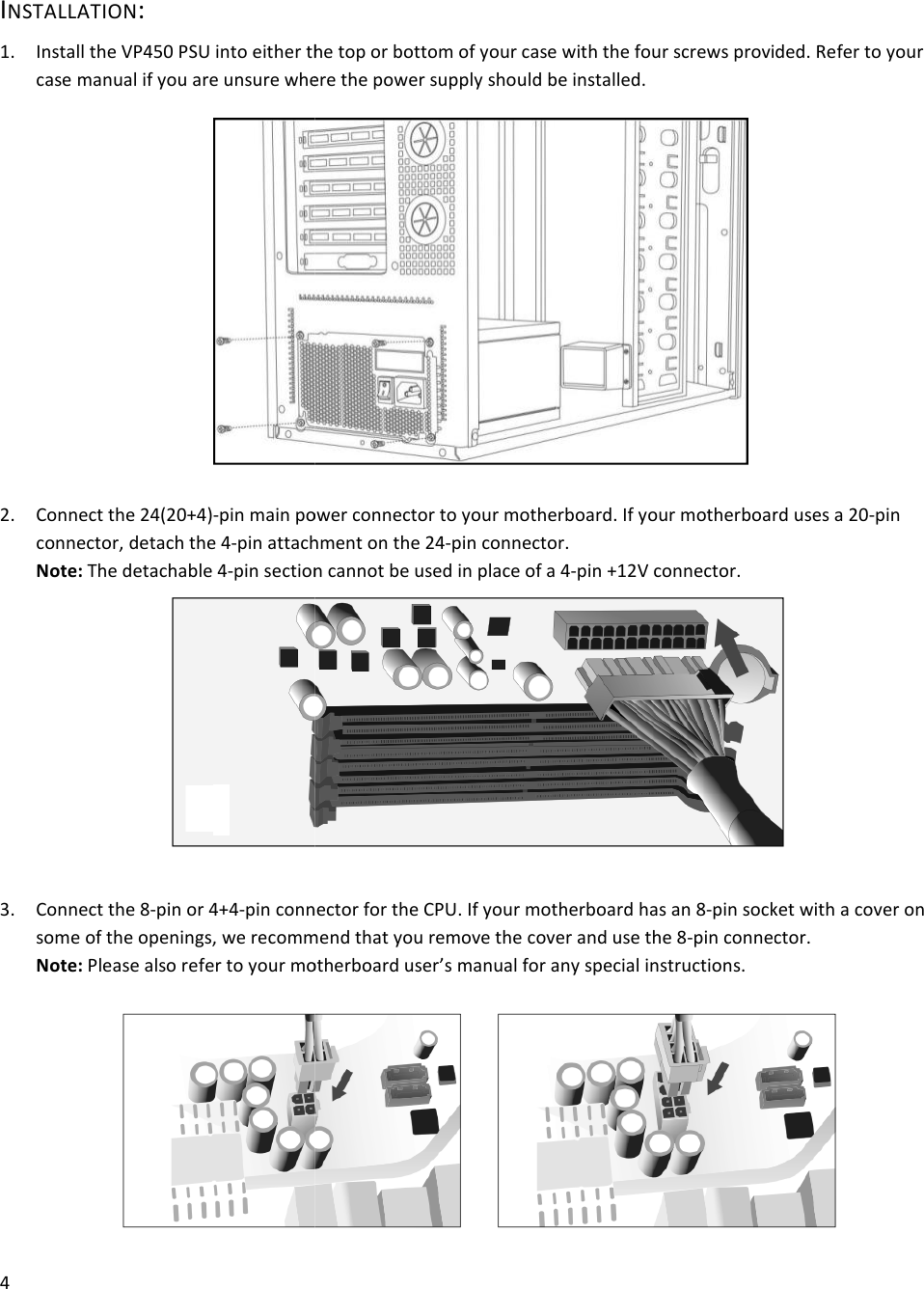 Page 4 of 6 - Antec Antec-Vp450-Users-Manual VP450 Manual_EN