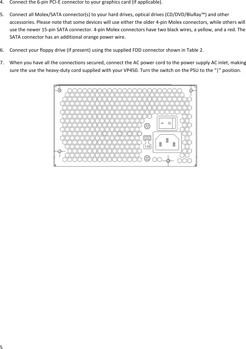 Page 5 of 6 - Antec Antec-Vp450-Users-Manual VP450 Manual_EN