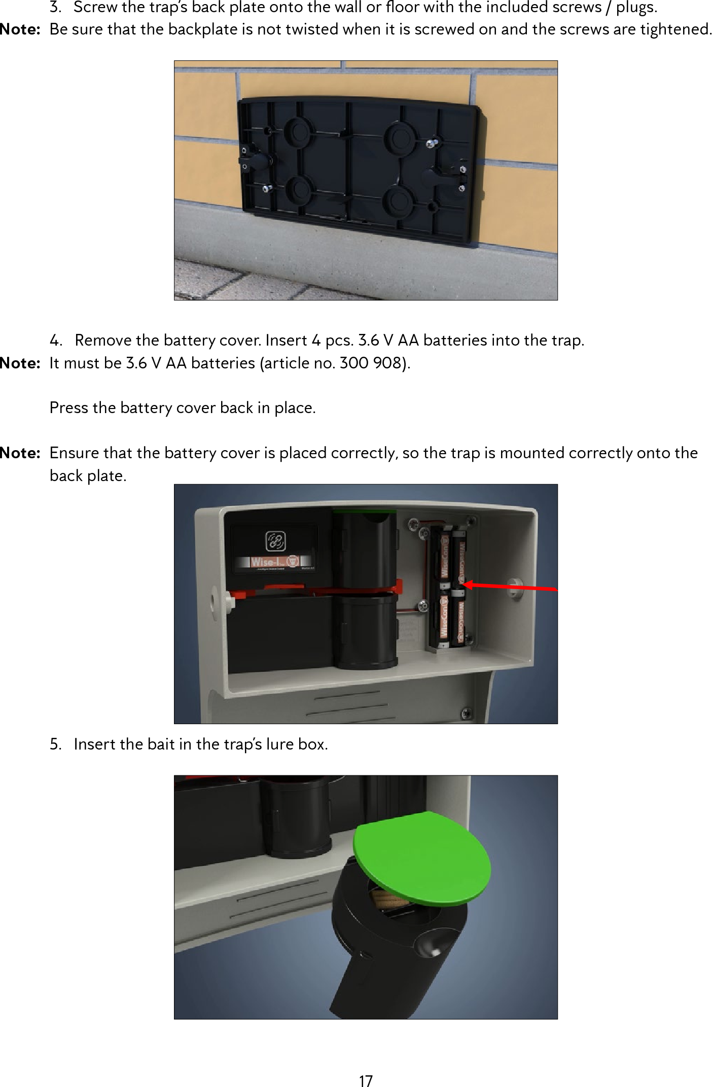 Page 17 of Anticimex Innovation Center A S 300201 Rodent surveillance and trap system User Manual user man op instructions