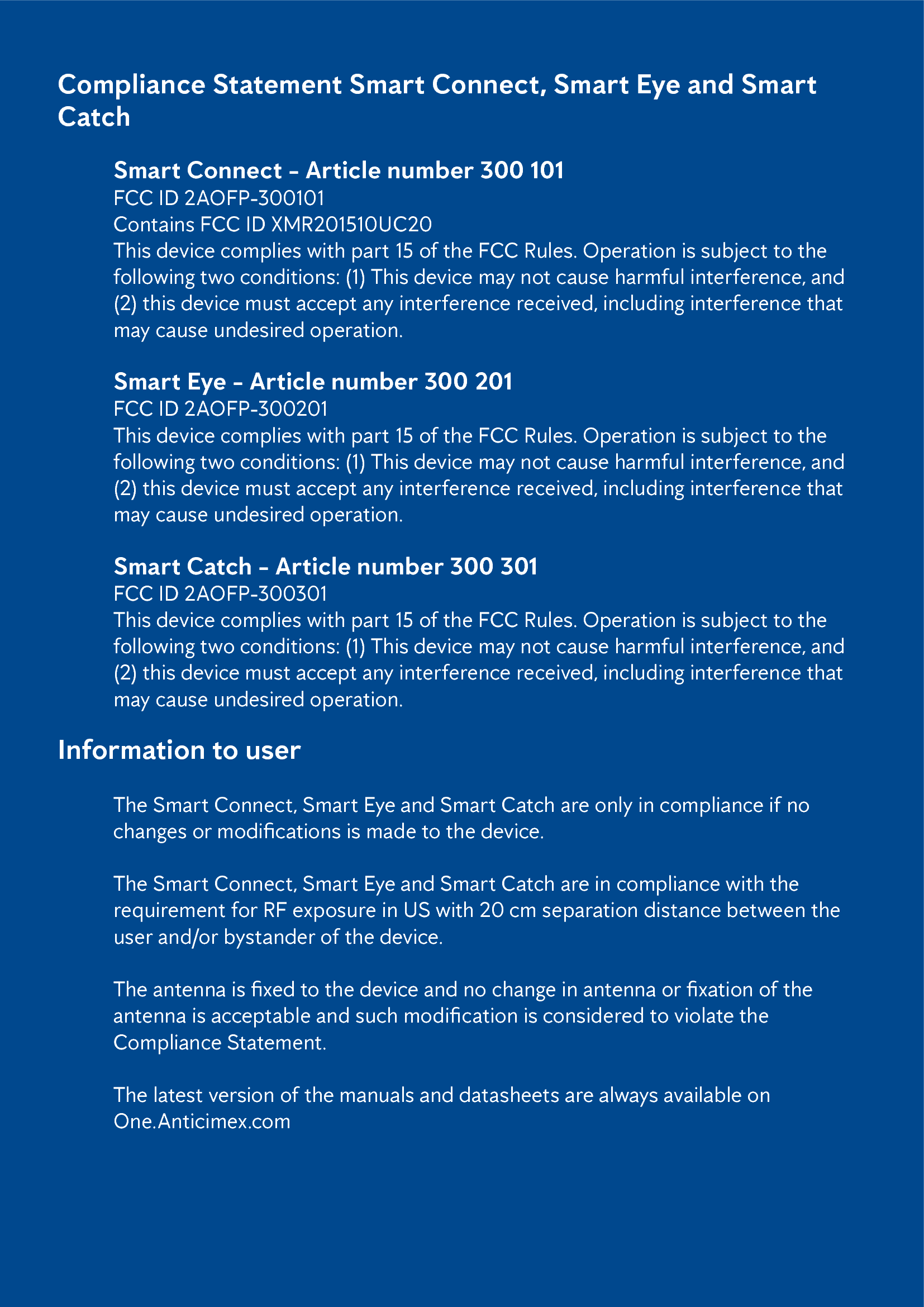 Page 2 of Anticimex Innovation Center A S 300201 Rodent surveillance and trap system User Manual user man op instructions