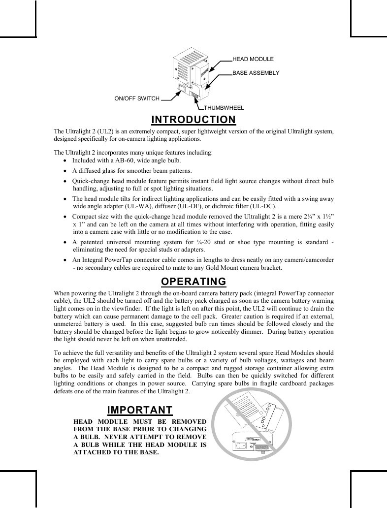 Anton Bauer Ultralight 2 Ul Users Manual A7595 0085 Rev G Artwk Owners Ul2