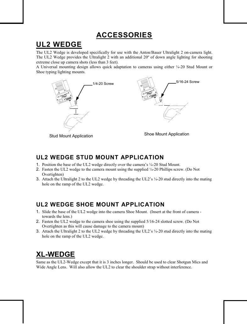 Anton Bauer Ultralight 2 Ul Users Manual A7595 0085 Rev G Artwk Owners Ul2