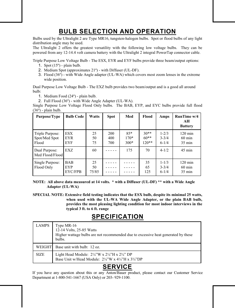 Anton Bauer Ultralight 2 Ul Users Manual A7595 0085 Rev G Artwk Owners Ul2