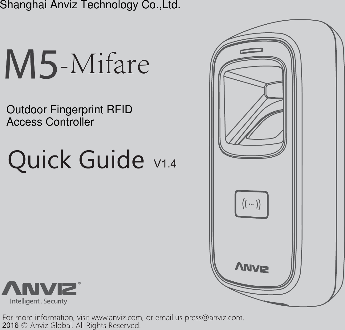 Page 1 of Anviz Technology M5-MIFARE Outdoor Fingerprint RFID Access Controller User Manual 
