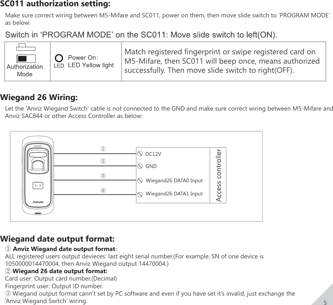 Page 6 of Anviz Technology M5-MIFARE Outdoor Fingerprint RFID Access Controller User Manual 