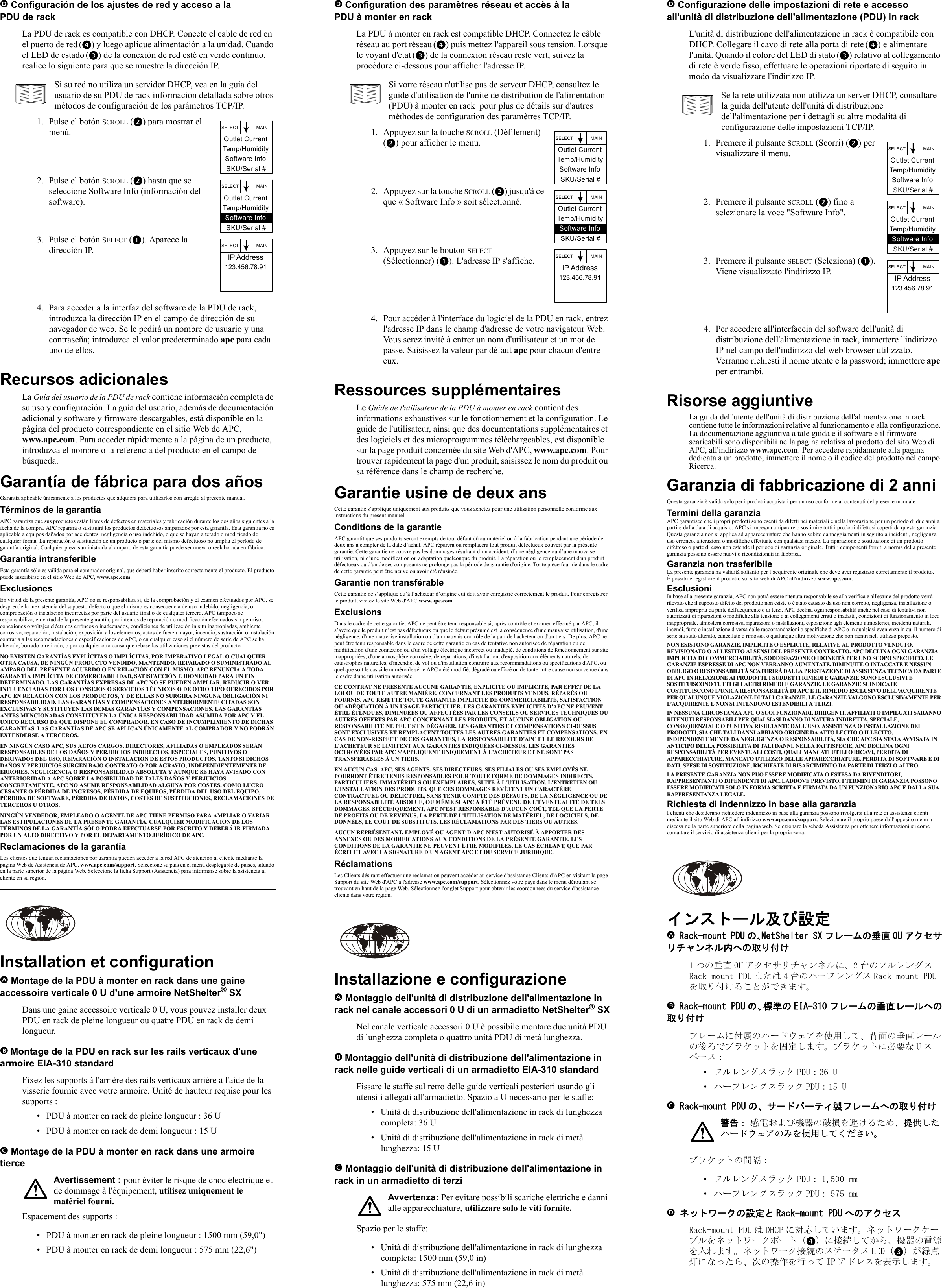Page 2 of 4 - Apc Apc-Ap8958-Users-Manual- 1 - Rack Power Distribution Unit Installation Sheet Apc-ap8958-users-manual