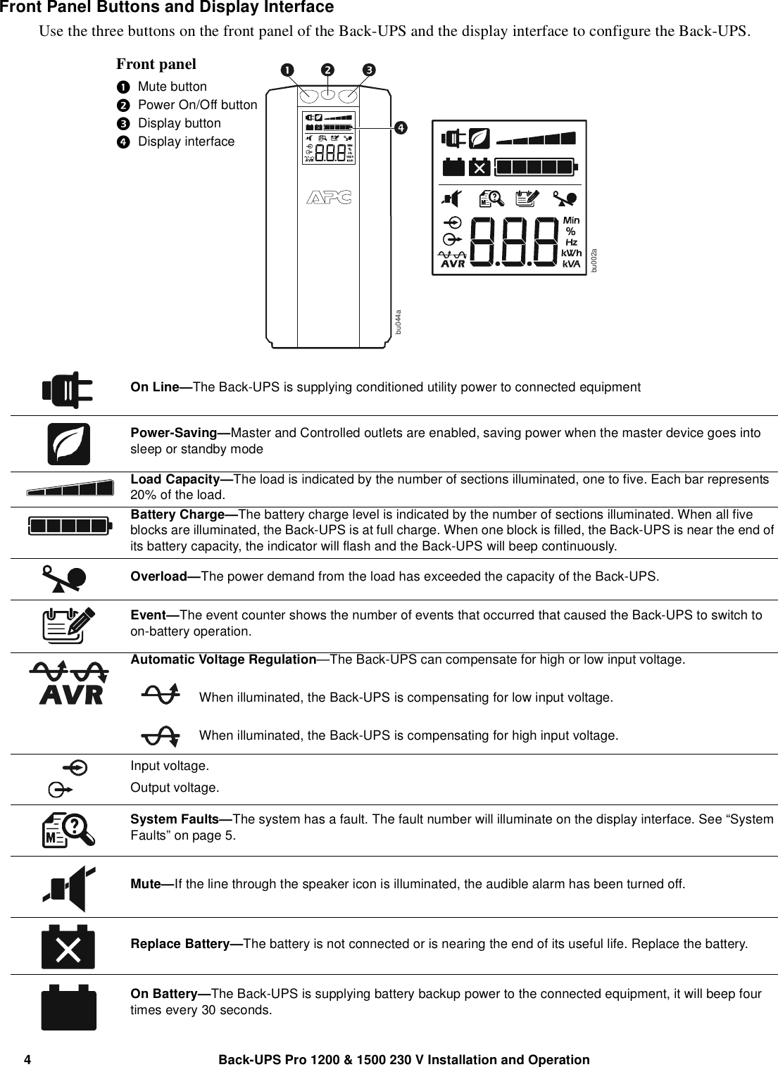 Page 4 of 8 - Apc Apc-Back-Ups-Pro-1200-1500-Users-Manual- BU QS 990-3889 MN01 EN  Apc-back-ups-pro-1200-1500-users-manual