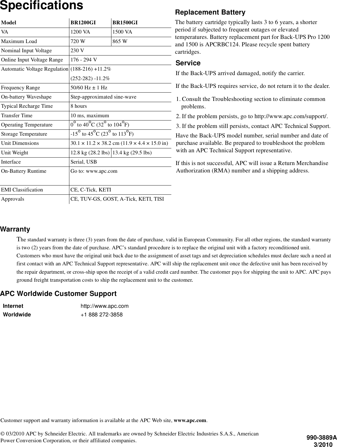 Page 8 of 8 - Apc Apc-Back-Ups-Pro-1200-1500-Users-Manual- BU QS 990-3889 MN01 EN  Apc-back-ups-pro-1200-1500-users-manual
