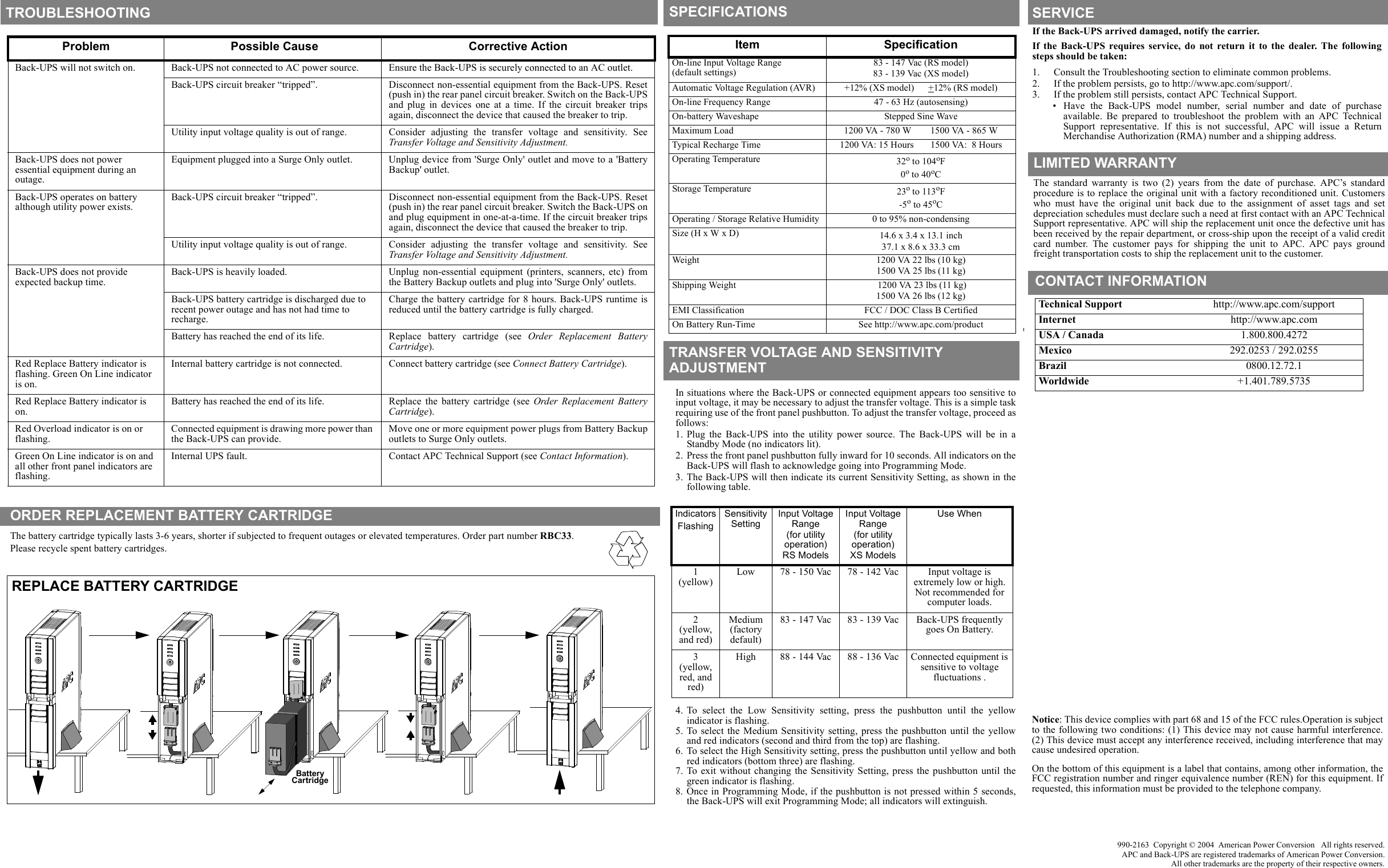 Page 2 of 2 - Apc Apc-Back-Ups-Rs-1200-Users-Manual- 990-2163_EN_REV01  Apc-back-ups-rs-1200-users-manual