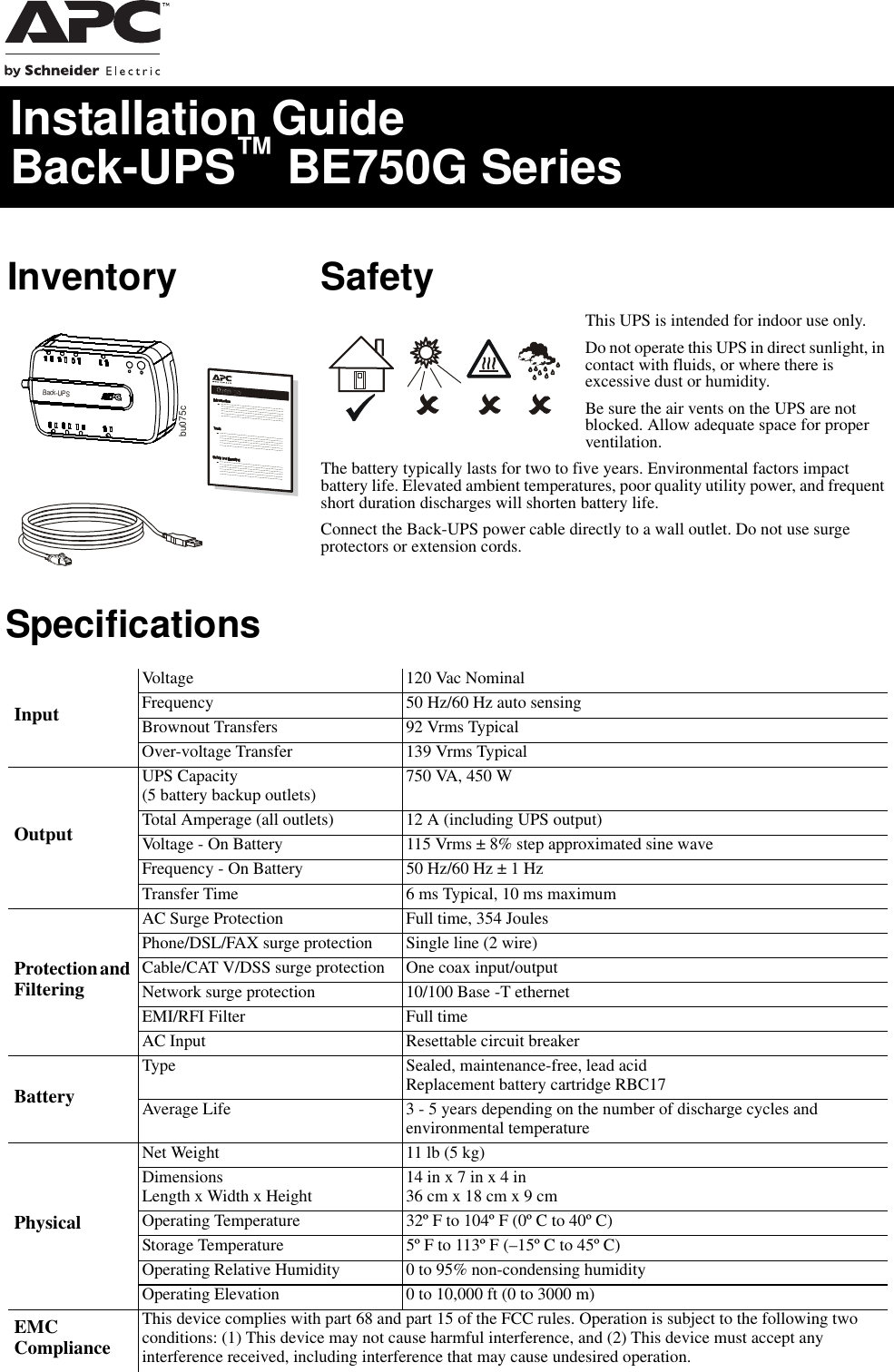 Page 1 of 8 - Apc Apc-Be350G-Users-Manual- BU UM 990-4877 MN01 EN Apc-be350g-users-manual