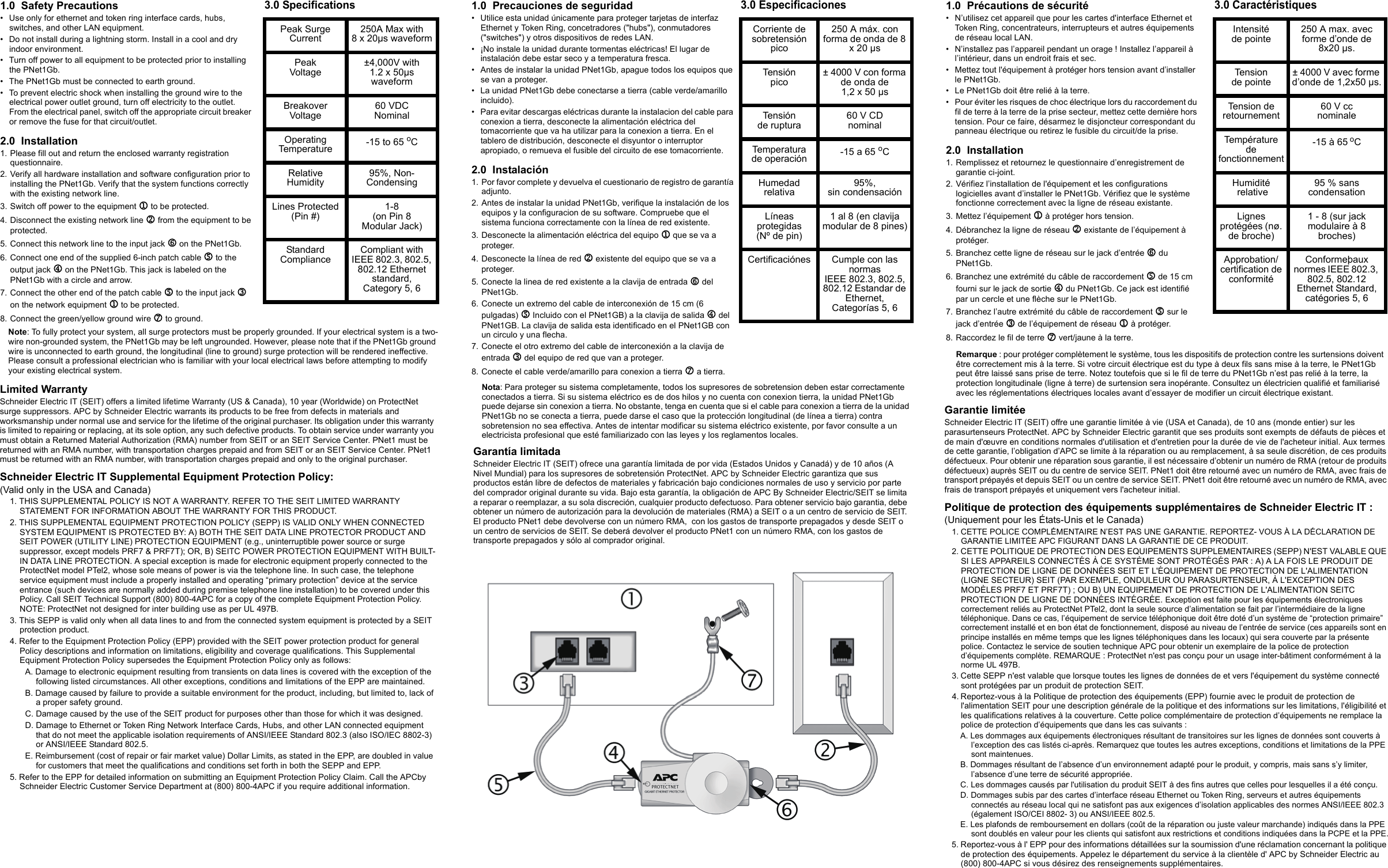 Page 1 of 2 - Apc Apc-Pnet1Gb-Users-Manual- Personal Surge ProtectNet User Guide  Apc-pnet1gb-users-manual