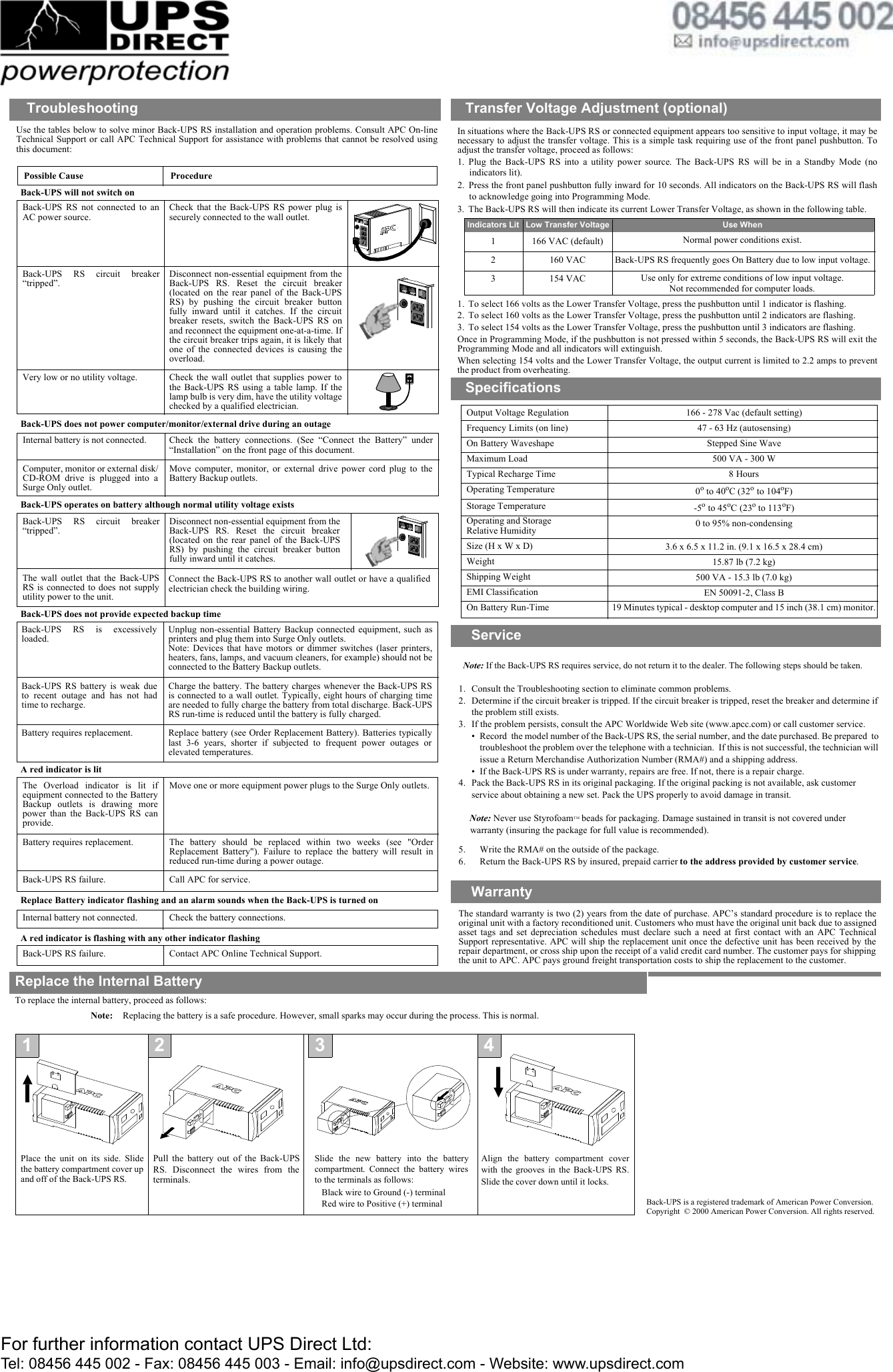 Page 2 of 2 - Apc Apc-Rs-500-Users-Manual-  Apc-rs-500-users-manual