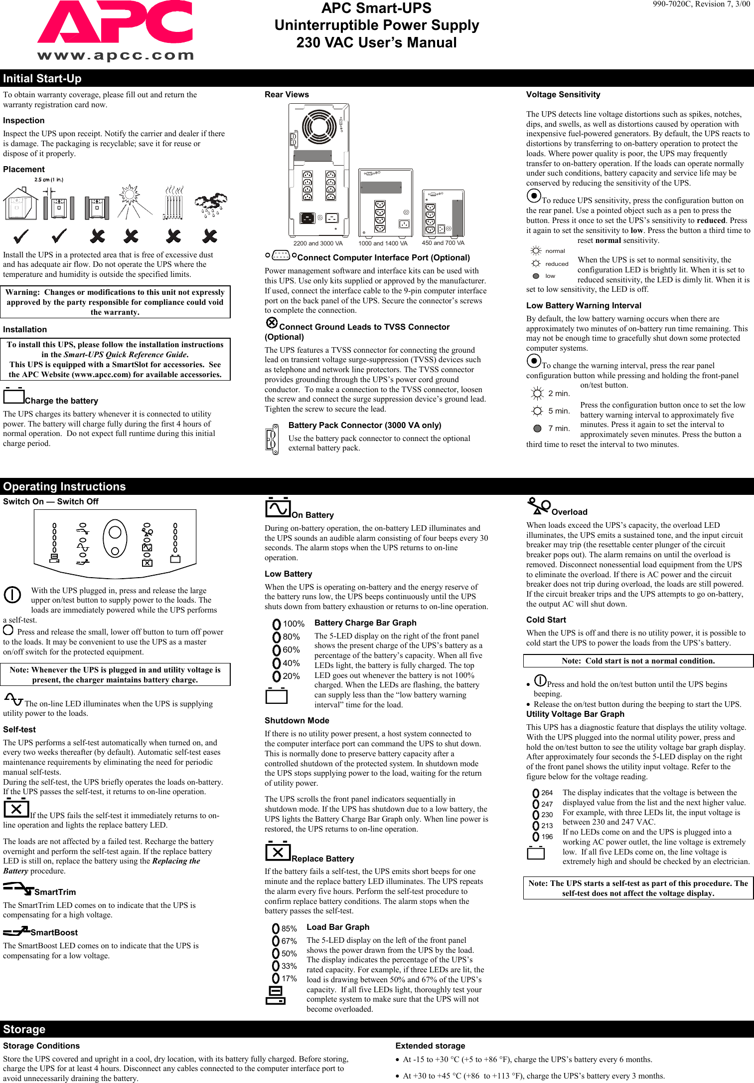 Apc Smartups 1000 Users Manual 7020C7 En