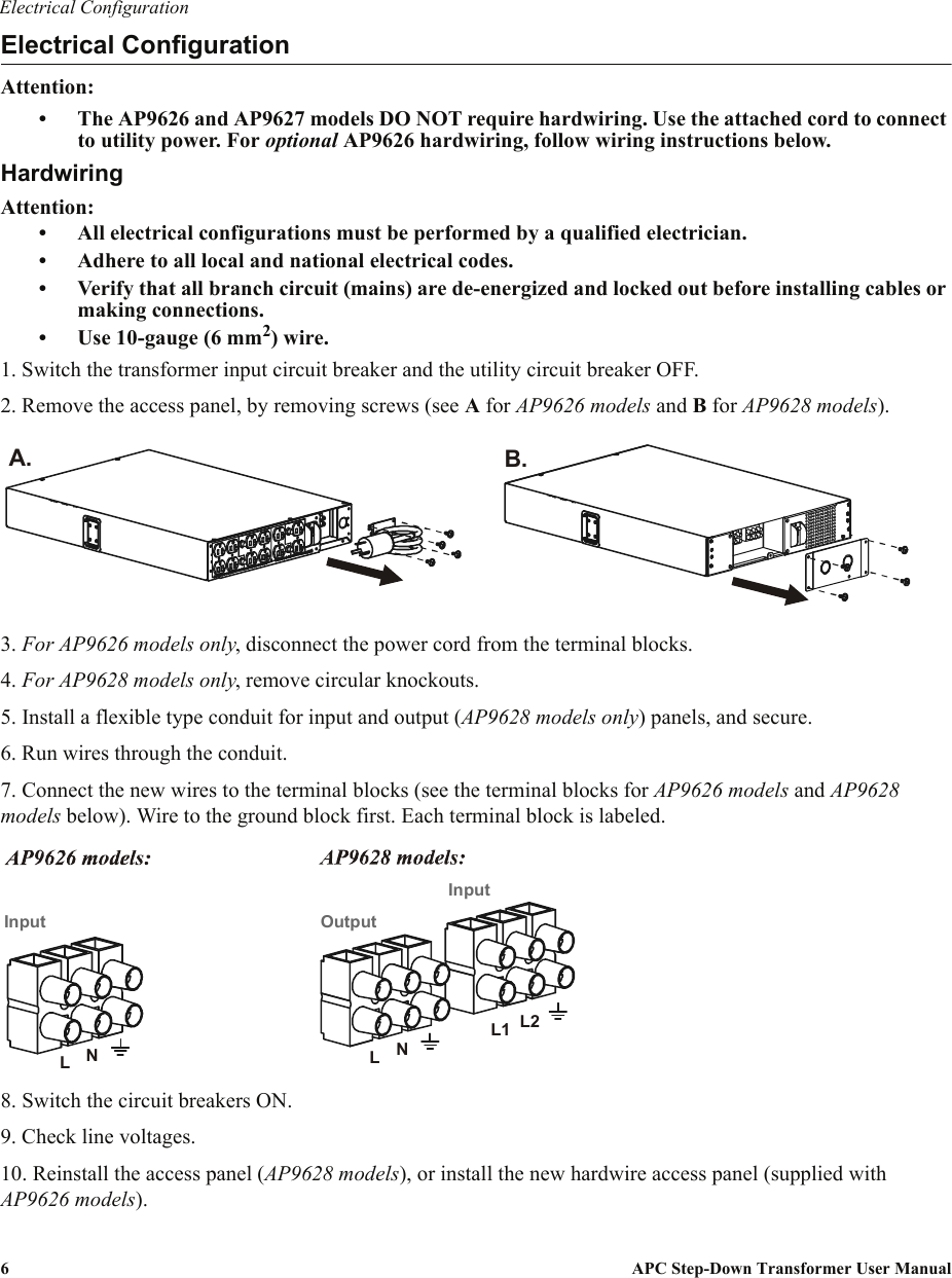 Page 6 of 10 - Apc Apc-Step-Down-Transformer-Ap9626-Users-Manual- 990-7820F 062906  Apc-step-down-transformer-ap9626-users-manual