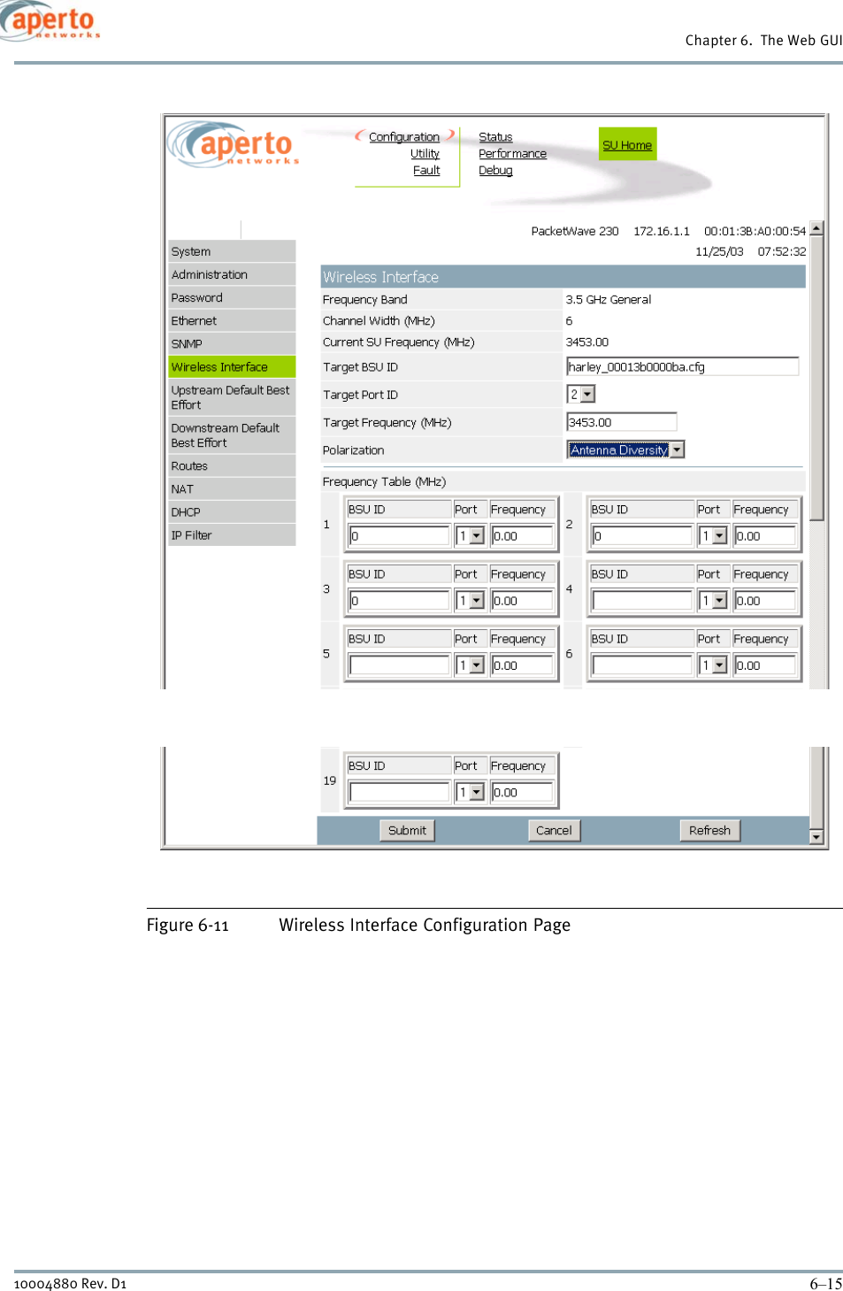 6–1510004880 Rev. D1Chapter 6.  The Web GUIFigure 6-11 Wireless Interface Configuration Page