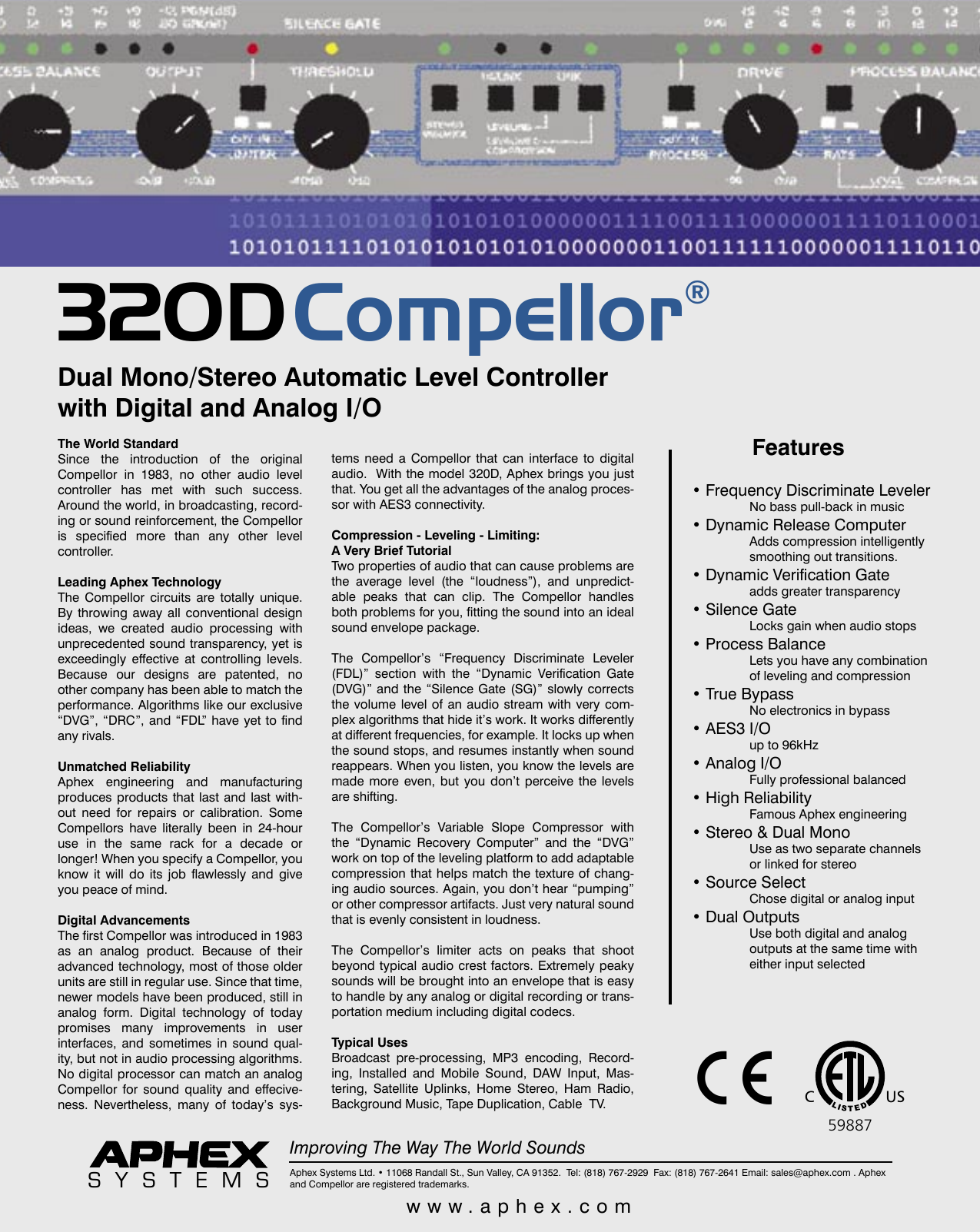 Page 1 of 2 - Aphex-Systems Aphex-Systems-Compellor-320D-Users-Manual-  Aphex-systems-compellor-320d-users-manual