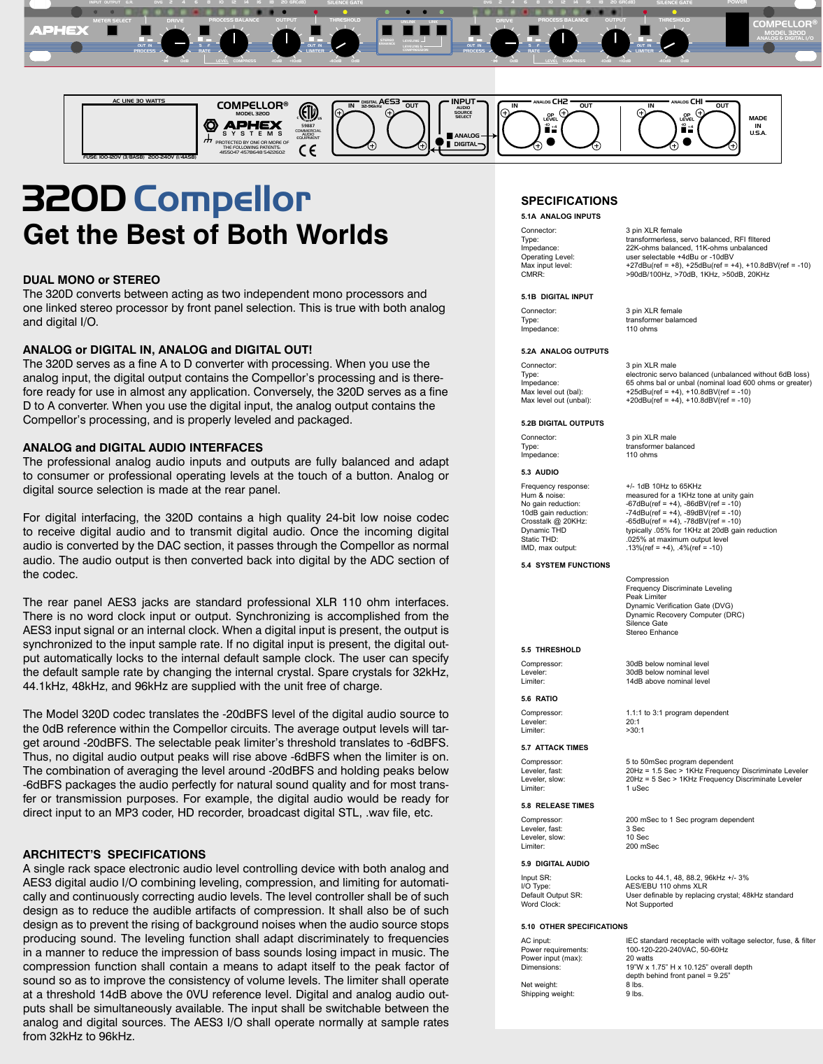 Page 2 of 2 - Aphex-Systems Aphex-Systems-Compellor-320D-Users-Manual-  Aphex-systems-compellor-320d-users-manual