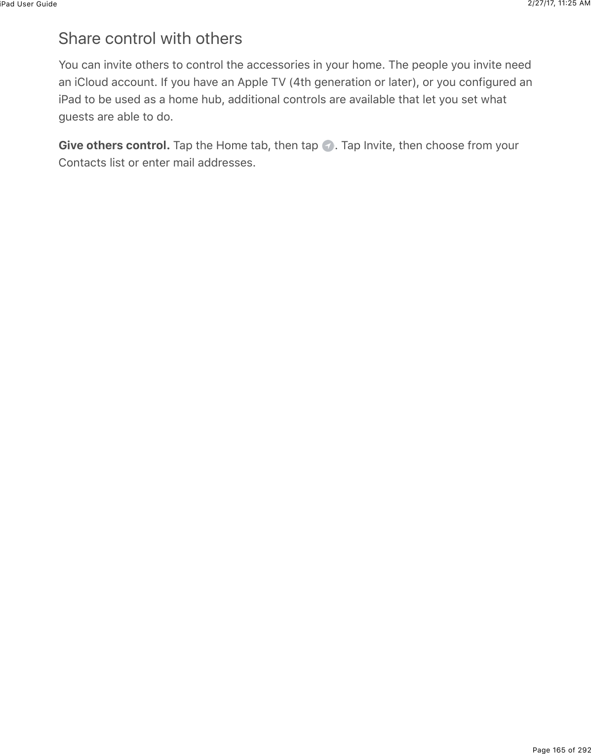 2/27/17, 11&apos;25 AMiPad User GuidePage 165 of 292Share control with othersY2&gt;%)#0%.0D.&quot;(%2&quot;*($&amp;%&quot;2%)20&quot;$23%&quot;*(%#))(&amp;&amp;2$.(&amp;%.0%=2&gt;$%*2/(E%M*(%-(2-3(%=2&gt;%.0D.&quot;(%0((7#0%.432&gt;7%#))2&gt;0&quot;E%S9%=2&gt;%*#D(%#0%?--3(%MT%Wi&quot;*%;(0($#&quot;.20%2$%3#&quot;($XL%2$%=2&gt;%)209.;&gt;$(7%#0.@#7%&quot;2%5(%&gt;&amp;(7%#&amp;%#%*2/(%*&gt;5L%#77.&quot;.20#3%)20&quot;$23&amp;%#$(%#D#.3#53(%&quot;*#&quot;%3(&quot;%=2&gt;%&amp;(&quot;%1*#&quot;;&gt;(&amp;&quot;&amp;%#$(%#53(%&quot;2%72EGive others control. M#-%&quot;*(%A2/(%&quot;#5L%&quot;*(0%&quot;#-% E%M#-%S0D.&quot;(L%&quot;*(0%)*22&amp;(%9$2/%=2&gt;$420&quot;#)&quot;&amp;%3.&amp;&quot;%2$%(0&quot;($%/#.3%#77$(&amp;&amp;(&amp;E