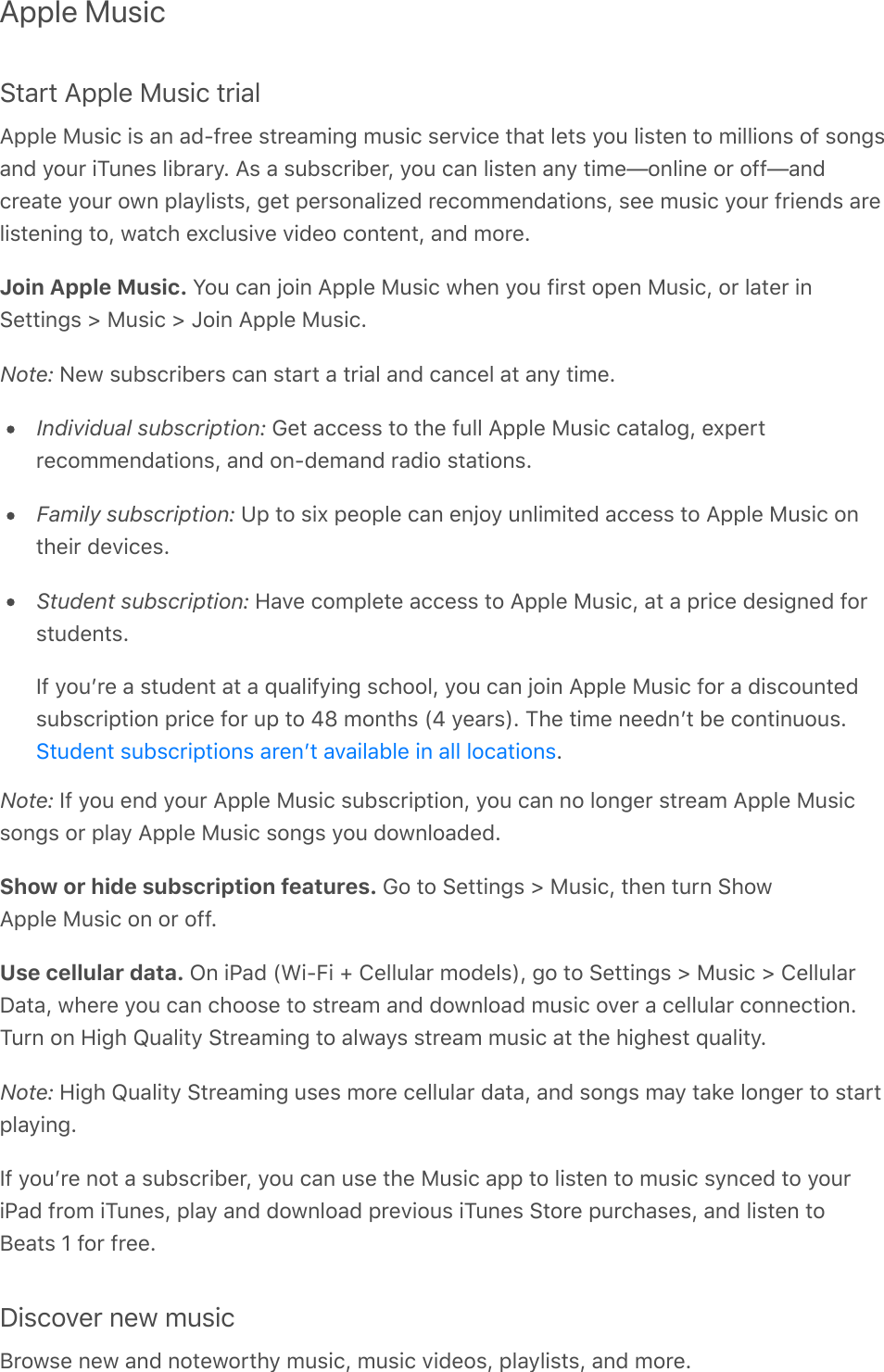 Apple Music42,/2(955&amp;0(1&quot;-#$(2/#,&amp;955&amp;0(1&quot;-#$(#-(,*(,+S)/00(-2/0,&gt;#*A(&gt;&quot;-#$(-0/8#$0(2.,2(&amp;02-(&apos;:&quot;(&amp;#-20*(2:(&gt;#&amp;&amp;#:*-(:)(-:*A-,*+(&apos;:&quot;/(#K&quot;*0-(&amp;#&lt;/,/&apos;?(9-(,(-&quot;&lt;-$/#&lt;0/D(&apos;:&quot;($,*(&amp;#-20*(,*&apos;(2#&gt;0h:*&amp;#*0(:/(:))h,*+$/0,20(&apos;:&quot;/(:3*(5&amp;,&apos;&amp;#-2-D(A02(50/-:*,&amp;#I0+(/0$:&gt;&gt;0*+,2#:*-D(-00(&gt;&quot;-#$(&apos;:&quot;/()/#0*+-(,/0&amp;#-20*#*A(2:D(3,2$.(0`$&amp;&quot;-#80(8#+0:($:*20*2D(,*+(&gt;:/0?Join Apple Music. N:&quot;($,*(g:#*(955&amp;0(1&quot;-#$(3.0*(&apos;:&quot;()#/-2(:50*(1&quot;-#$D(:/(&amp;,20/(#*4022#*A-(d(1&quot;-#$(d(j:#*(955&amp;0(1&quot;-#$?Note: ;03(-&quot;&lt;-$/#&lt;0/-($,*(-2,/2(,(2/#,&amp;(,*+($,*$0&amp;(,2(,*&apos;(2#&gt;0?Individual subscription: E02(,$$0--(2:(2.0()&quot;&amp;&amp;(955&amp;0(1&quot;-#$($,2,&amp;:AD(0`50/2/0$:&gt;&gt;0*+,2#:*-D(,*+(:*S+0&gt;,*+(/,+#:(-2,2#:*-?Family subscription: Z5(2:(-#`(50:5&amp;0($,*(0*g:&apos;(&quot;*&amp;#&gt;#20+(,$$0--(2:(955&amp;0(1&quot;-#$(:*2.0#/(+08#$0-?Student subscription: B,80($:&gt;5&amp;020(,$$0--(2:(955&amp;0(1&quot;-#$D(,2(,(5/#$0(+0-#A*0+():/-2&quot;+0*2-?\)(&apos;:&quot;F/0(,(-2&quot;+0*2(,2(,(c&quot;,&amp;#)&apos;#*A(-$.::&amp;D(&apos;:&quot;($,*(g:#*(955&amp;0(1&quot;-#$():/(,(+#-$:&quot;*20+-&quot;&lt;-$/#52#:*(5/#$0():/(&quot;5(2:(Yo(&gt;:*2.-(PY(&apos;0,/-T?(K.0(2#&gt;0(*00+*F2(&lt;0($:*2#*&quot;:&quot;-??Note: \)(&apos;:&quot;(0*+(&apos;:&quot;/(955&amp;0(1&quot;-#$(-&quot;&lt;-$/#52#:*D(&apos;:&quot;($,*(*:(&amp;:*A0/(-2/0,&gt;(955&amp;0(1&quot;-#$-:*A-(:/(5&amp;,&apos;(955&amp;0(1&quot;-#$(-:*A-(&apos;:&quot;(+:3*&amp;:,+0+?Show or hide subscription features. E:(2:(4022#*A-(d(1&quot;-#$D(2.0*(2&quot;/*(4.:3955&amp;0(1&quot;-#$(:*(:/(:))?Use cellular data. 7*(#=,+(P@#SC#(f(O0&amp;&amp;&quot;&amp;,/(&gt;:+0&amp;-TD(A:(2:(4022#*A-(d(1&quot;-#$(d(O0&amp;&amp;&quot;&amp;,/],2,D(3.0/0(&apos;:&quot;($,*($.::-0(2:(-2/0,&gt;(,*+(+:3*&amp;:,+(&gt;&quot;-#$(:80/(,($0&amp;&amp;&quot;&amp;,/($:**0$2#:*?K&quot;/*(:*(B#A.(!&quot;,&amp;#2&apos;(42/0,&gt;#*A(2:(,&amp;3,&apos;-(-2/0,&gt;(&gt;&quot;-#$(,2(2.0(.#A.0-2(c&quot;,&amp;#2&apos;?Note: B#A.(!&quot;,&amp;#2&apos;(42/0,&gt;#*A(&quot;-0-(&gt;:/0($0&amp;&amp;&quot;&amp;,/(+,2,D(,*+(-:*A-(&gt;,&apos;(2,%0(&amp;:*A0/(2:(-2,/25&amp;,&apos;#*A?\)(&apos;:&quot;F/0(*:2(,(-&quot;&lt;-$/#&lt;0/D(&apos;:&quot;($,*(&quot;-0(2.0(1&quot;-#$(,55(2:(&amp;#-20*(2:(&gt;&quot;-#$(-&apos;*$0+(2:(&apos;:&quot;/#=,+()/:&gt;(#K&quot;*0-D(5&amp;,&apos;(,*+(+:3*&amp;:,+(5/08#:&quot;-(#K&quot;*0-(42:/0(5&quot;/$.,-0-D(,*+(&amp;#-20*(2:H0,2-(G():/()/00?]#-$:80/(*03(&gt;&quot;-#$H/:3-0(*03(,*+(*:203:/2.&apos;(&gt;&quot;-#$D(&gt;&quot;-#$(8#+0:-D(5&amp;,&apos;&amp;#-2-D(,*+(&gt;:/0?42&quot;+0*2(-&quot;&lt;-$/#52#:*-(,/0*F2(,8,#&amp;,&lt;&amp;0(#*(,&amp;&amp;(&amp;:$,2#:*-