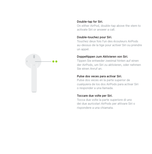 Page 8 of 10 - Apple AirPods Quick Start Guide User Manual Air Pods - De L’utilisateur Airpods-quickstart F