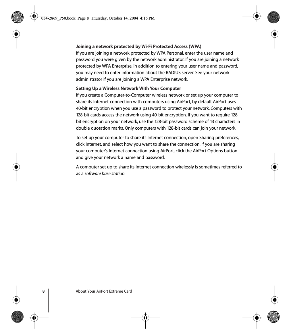 Page 8 of 12 - Apple AirPortExtremeCard AirPort Extreme Card User's Guide (Manual) User Manual Air Port User\'s Guide(Manual) Users