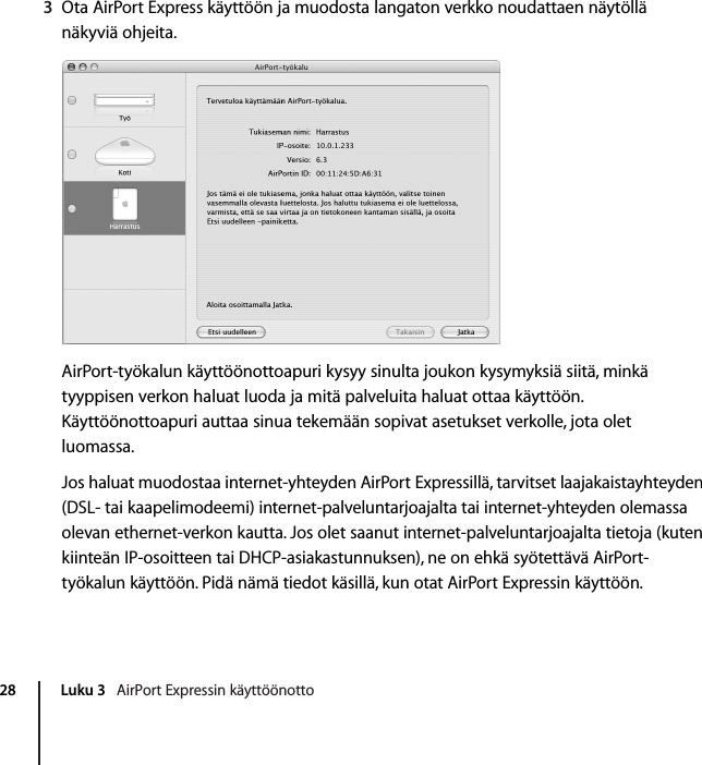 Apple Airport Express tukiasema Expressin Käyttöönotto opas User Manual Air  Port  Kayttoonotto