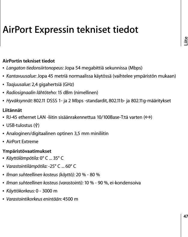 Apple Airport Express tukiasema Expressin Käyttöönotto opas User Manual Air  Port  Kayttoonotto