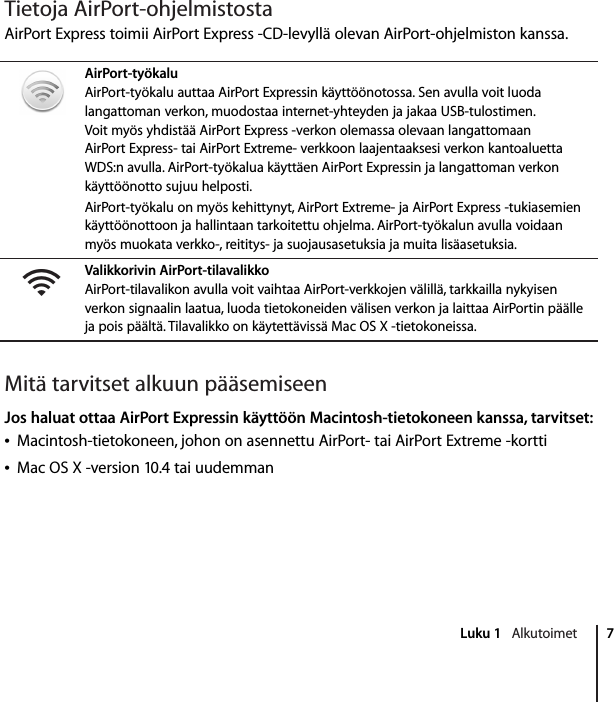 Apple Airport Express tukiasema Expressin Käyttöönotto opas User Manual Air  Port  Kayttoonotto