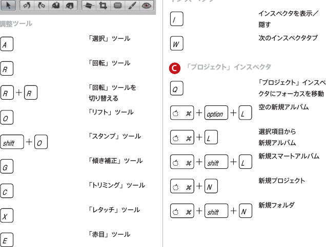 Apple Aperture キーボードショートカット User Manual 2 Keyboard Shortcuts J