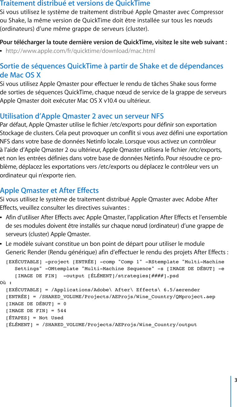 Page 3 of 11 - Apple AppleQmaster Informations De Dernière Minute User Manual Qmaster2.3.1-Informationsdedernièreminute Qmaster 2.0 Lbn F