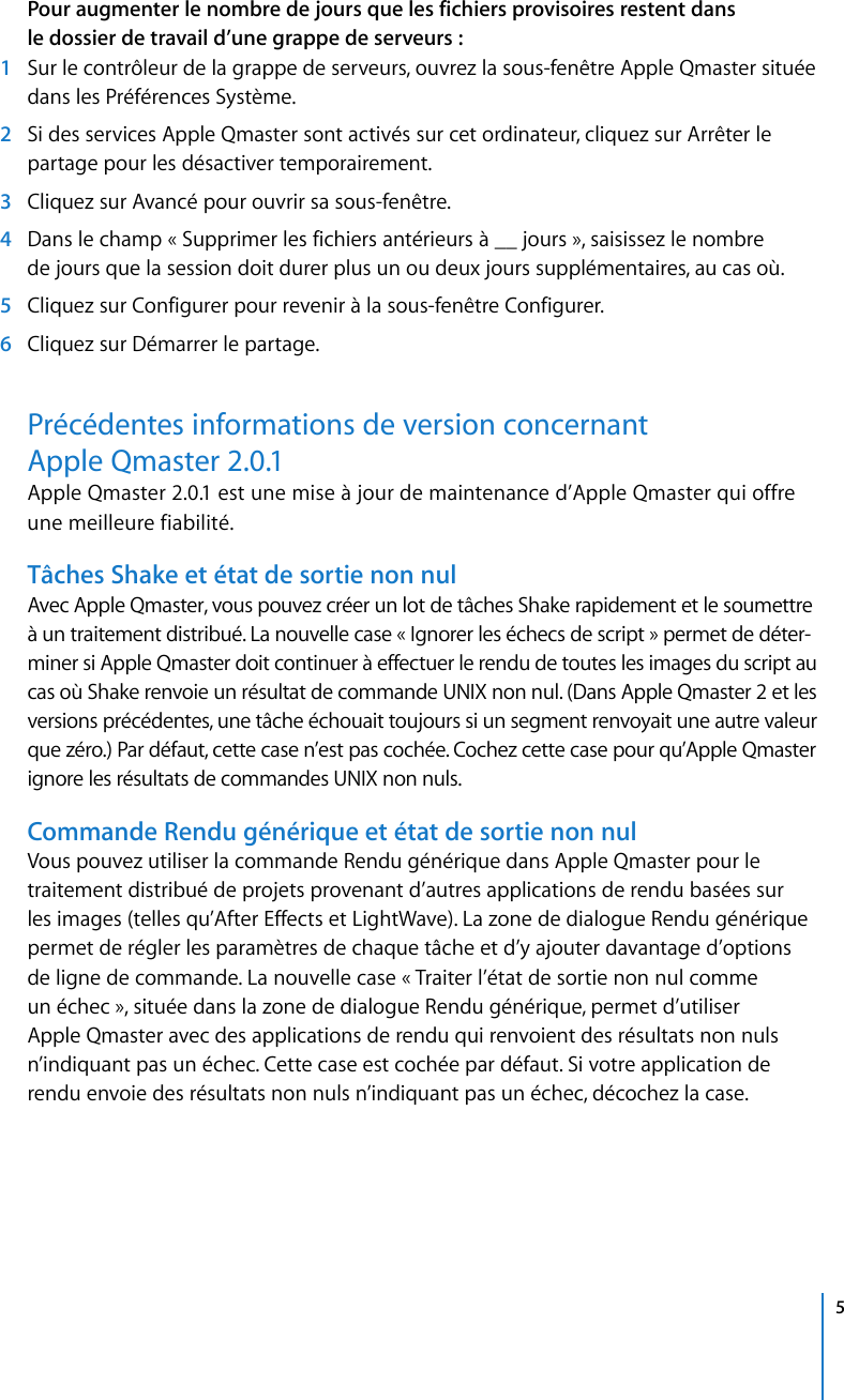 Page 5 of 11 - Apple AppleQmaster Informations De Dernière Minute User Manual Qmaster2.3.1-Informationsdedernièreminute Qmaster 2.0 Lbn F