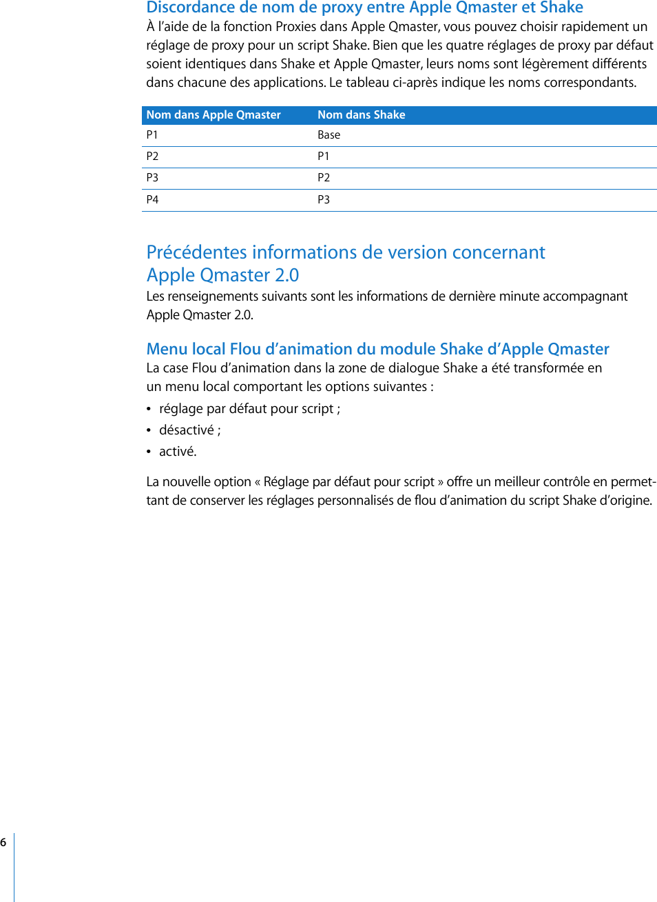 Page 6 of 11 - Apple AppleQmaster Informations De Dernière Minute User Manual Qmaster2.3.1-Informationsdedernièreminute Qmaster 2.0 Lbn F