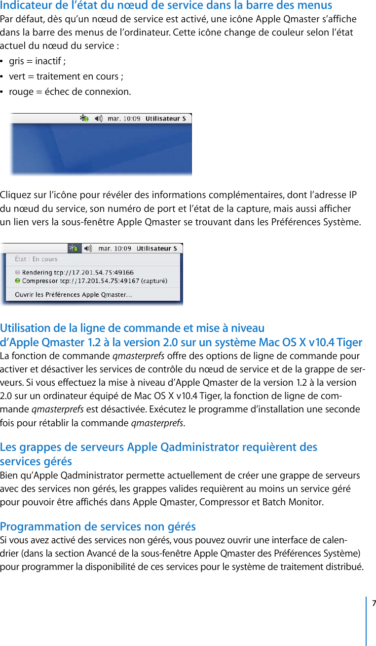 Page 7 of 11 - Apple AppleQmaster Informations De Dernière Minute User Manual Qmaster2.3.1-Informationsdedernièreminute Qmaster 2.0 Lbn F