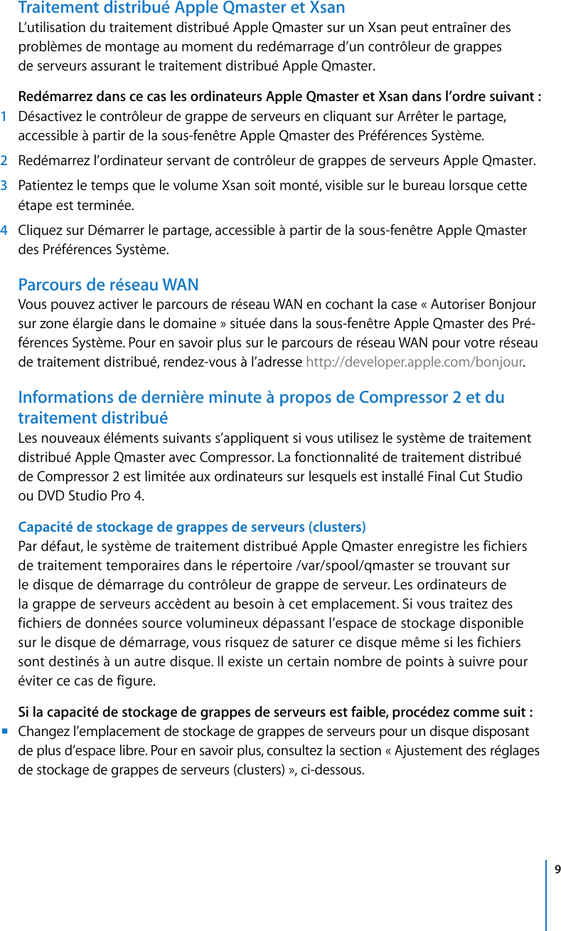 Page 9 of 11 - Apple AppleQmaster Informations De Dernière Minute User Manual Qmaster2.3.1-Informationsdedernièreminute Qmaster 2.0 Lbn F