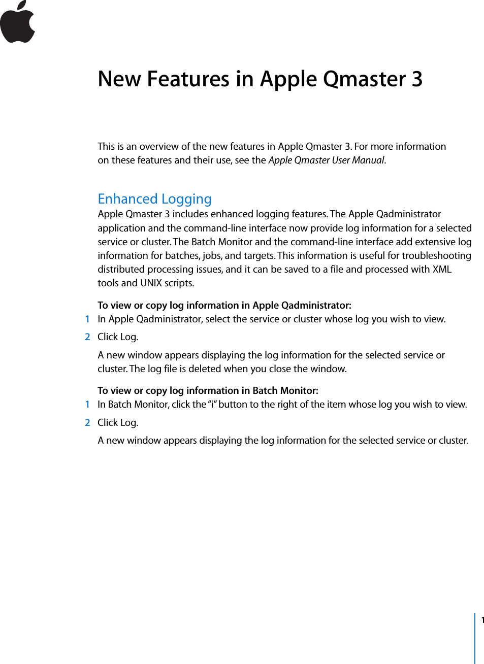 Page 1 of 2 - Apple AppleQmaster New Features User Manual Qmaster3New Features(manual) Qmaster 3