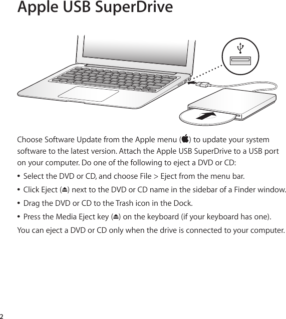 Page 2 of 8 - Apple USB SuperDrive 使用手册 Super Drive - 使用指南 Usb-superdrive User-guide 2a