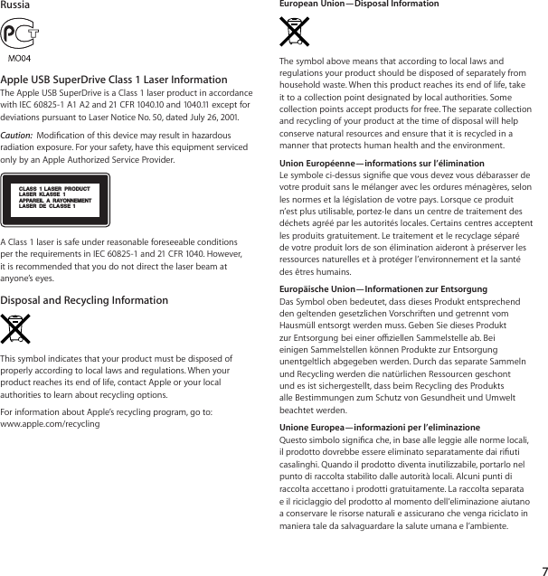 Page 7 of 8 - Apple USB SuperDrive 使用手册 Super Drive - 使用指南 Usb-superdrive User-guide 2a