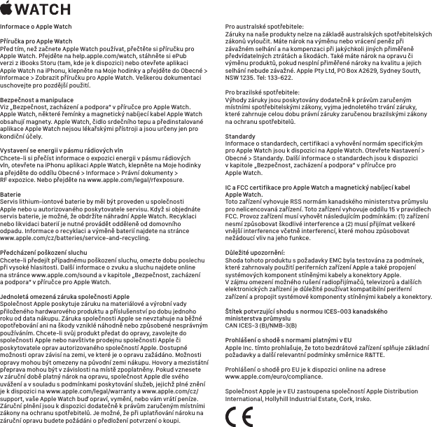 Page 1 of 4 - Apple AppleWatch(Standard) Watch Info User Manual Informaceo Watch(1.generace) H C