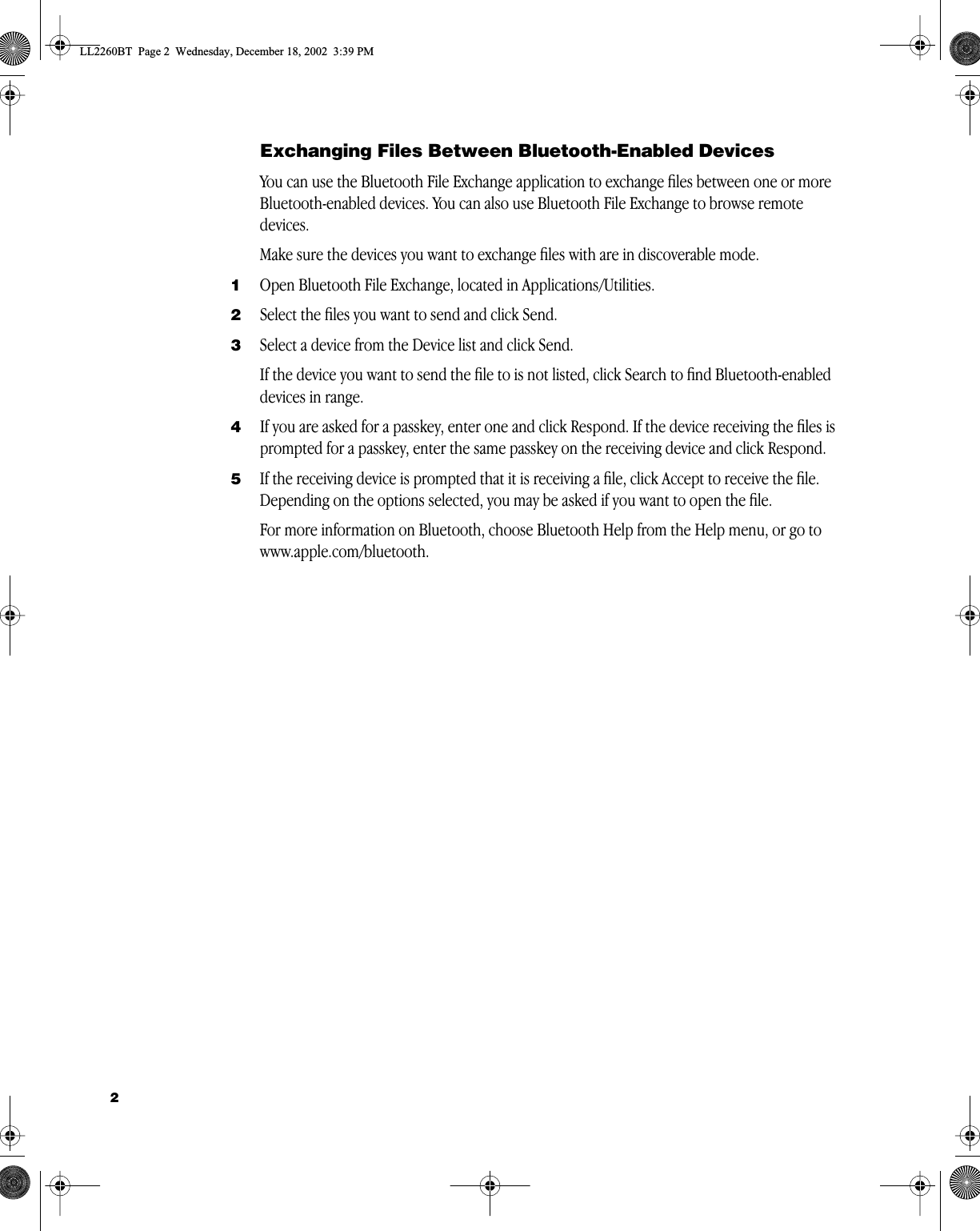 Page 2 of 4 - Apple Bluetooth Manual User