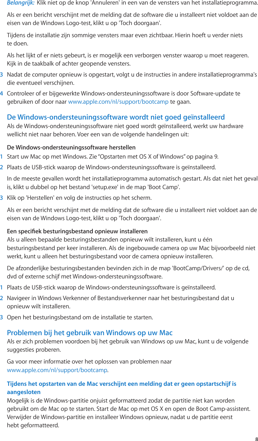 Page 8 of 11 - Apple BootCamp Boot Camp Installatie- En Configuratiegids User Manual Camp-Installatieenconfiguratiegids(OSXMountain Lion) Install-setup 10.8 N