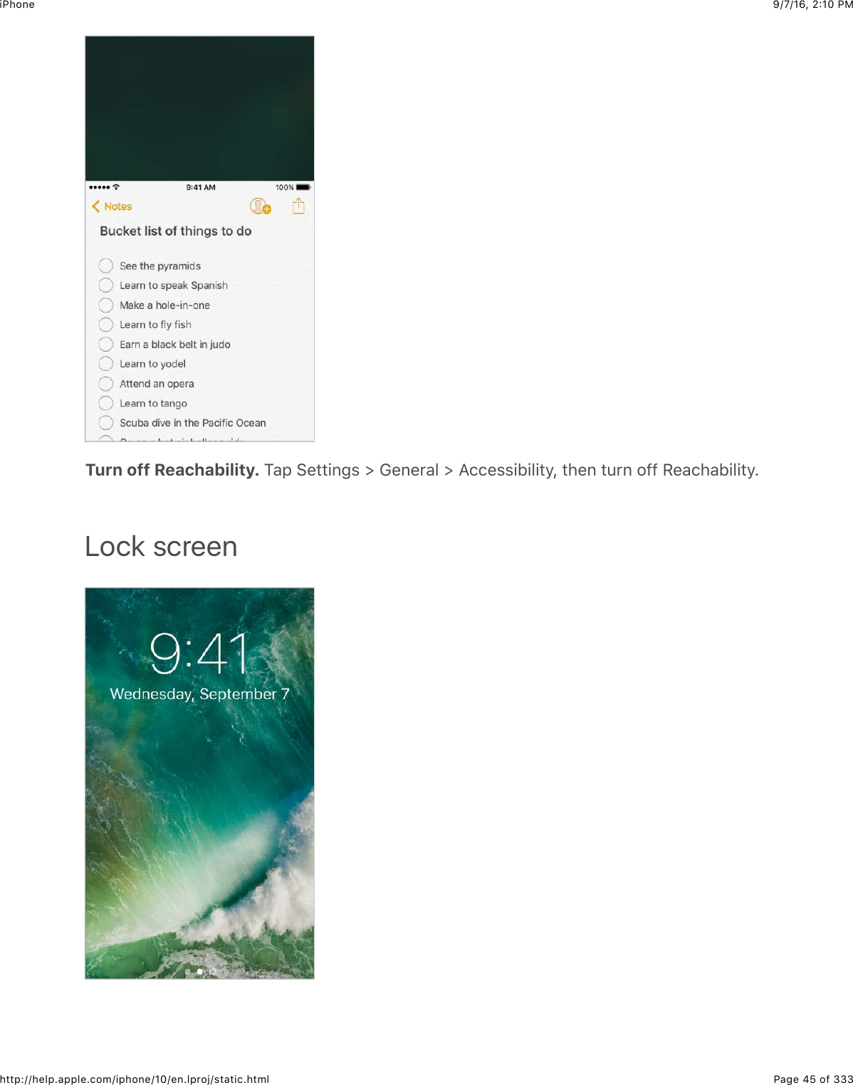 9/7/16, 2)10 PMiPhonePage 45 of 333http://help.apple.com/iphone/10/en.lproj/static.htmlTurn off Reachability. K&amp;,$&gt;&quot;##+63%$]$!&quot;6&quot;&apos;&amp;5$]$I..&quot;%%+1+5+#9J$#4&quot;6$#:&apos;6$2--$/&quot;&amp;.4&amp;1+5+#9=Lock screen