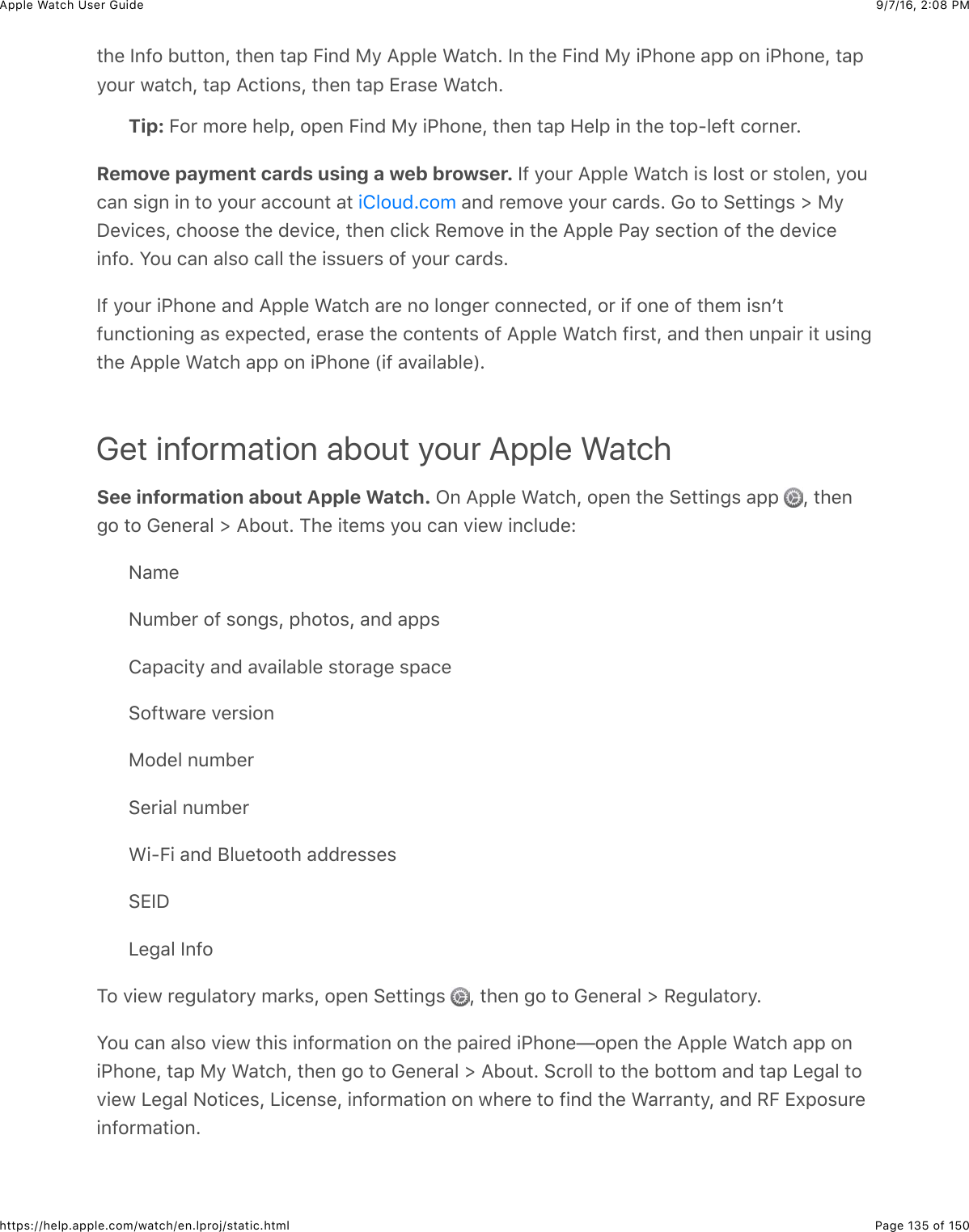 9/7/16, 2)08 PMApple Watch User GuidePage 135 of 150https://help.apple.com/watch/en.lproj/static.html3)%&amp;Y,@#&amp;B433#,J&amp;3)%,&amp;3&apos;2&amp;E+,0&amp;F/&amp;=22&quot;%&amp;&gt;&apos;3()C&amp;Y,&amp;3)%&amp;E+,0&amp;F/&amp;+G)#,%&amp;&apos;22&amp;#,&amp;+G)#,%J&amp;3&apos;2/#4*&amp;7&apos;3()J&amp;3&apos;2&amp;=(3+#,$J&amp;3)%,&amp;3&apos;2&amp;Z*&apos;$%&amp;&gt;&apos;3()CTip: E#*&amp;5#*%&amp;)%&quot;2J&amp;#2%,&amp;E+,0&amp;F/&amp;+G)#,%J&amp;3)%,&amp;3&apos;2&amp;9%&quot;2&amp;+,&amp;3)%&amp;3#2?&quot;%@3&amp;(#*,%*CRemove payment cards using a web browser. Y@&amp;/#4*&amp;=22&quot;%&amp;&gt;&apos;3()&amp;+$&amp;&quot;#$3&amp;#*&amp;$3#&quot;%,J&amp;/#4(&apos;,&amp;$+-,&amp;+,&amp;3#&amp;/#4*&amp;&apos;((#4,3&amp;&apos;3&amp; &amp;&apos;,0&amp;*%5#.%&amp;/#4*&amp;(&apos;*0$C&amp;D#&amp;3#&amp;6%33+,-$&amp;d&amp;F/I%.+(%$J&amp;()##$%&amp;3)%&amp;0%.+(%J&amp;3)%,&amp;(&quot;+(8&amp;H%5#.%&amp;+,&amp;3)%&amp;=22&quot;%&amp;G&apos;/&amp;$%(3+#,&amp;#@&amp;3)%&amp;0%.+(%+,@#C&amp;S#4&amp;(&apos;,&amp;&apos;&quot;$#&amp;(&apos;&quot;&quot;&amp;3)%&amp;+$$4%*$&amp;#@&amp;/#4*&amp;(&apos;*0$CY@&amp;/#4*&amp;+G)#,%&amp;&apos;,0&amp;=22&quot;%&amp;&gt;&apos;3()&amp;&apos;*%&amp;,#&amp;&quot;#,-%*&amp;(#,,%(3%0J&amp;#*&amp;+@&amp;#,%&amp;#@&amp;3)%5&amp;+$,W3@4,(3+#,+,-&amp;&apos;$&amp;%U2%(3%0J&amp;%*&apos;$%&amp;3)%&amp;(#,3%,3$&amp;#@&amp;=22&quot;%&amp;&gt;&apos;3()&amp;@+*$3J&amp;&apos;,0&amp;3)%,&amp;4,2&apos;+*&amp;+3&amp;4$+,-3)%&amp;=22&quot;%&amp;&gt;&apos;3()&amp;&apos;22&amp;#,&amp;+G)#,%&amp;P+@&amp;&apos;.&apos;+&quot;&apos;B&quot;%RCGet information about your Apple WatchSee information about Apple Watch. L,&amp;=22&quot;%&amp;&gt;&apos;3()J&amp;#2%,&amp;3)%&amp;6%33+,-$&amp;&apos;22&amp; J&amp;3)%,-#&amp;3#&amp;D%,%*&apos;&quot;&amp;d&amp;=B#43C&amp;1)%&amp;+3%5$&amp;/#4&amp;(&apos;,&amp;.+%7&amp;+,(&quot;40%eA&apos;5%A45B%*&amp;#@&amp;$#,-$J&amp;2)#3#$J&amp;&apos;,0&amp;&apos;22$!&apos;2&apos;(+3/&amp;&apos;,0&amp;&apos;.&apos;+&quot;&apos;B&quot;%&amp;$3#*&apos;-%&amp;$2&apos;(%6#@37&apos;*%&amp;.%*$+#,F#0%&quot;&amp;,45B%*6%*+&apos;&quot;&amp;,45B%*&gt;+?E+&amp;&apos;,0&amp;;&quot;4%3##3)&amp;&apos;00*%$$%$6ZYI&lt;%-&apos;&quot;&amp;Y,@#1#&amp;.+%7&amp;*%-4&quot;&apos;3#*/&amp;5&apos;*8$J&amp;#2%,&amp;6%33+,-$&amp; J&amp;3)%,&amp;-#&amp;3#&amp;D%,%*&apos;&quot;&amp;d&amp;H%-4&quot;&apos;3#*/CS#4&amp;(&apos;,&amp;&apos;&quot;$#&amp;.+%7&amp;3)+$&amp;+,@#*5&apos;3+#,&amp;#,&amp;3)%&amp;2&apos;+*%0&amp;+G)#,%T#2%,&amp;3)%&amp;=22&quot;%&amp;&gt;&apos;3()&amp;&apos;22&amp;#,+G)#,%J&amp;3&apos;2&amp;F/&amp;&gt;&apos;3()J&amp;3)%,&amp;-#&amp;3#&amp;D%,%*&apos;&quot;&amp;d&amp;=B#43C&amp;6(*#&quot;&quot;&amp;3#&amp;3)%&amp;B#33#5&amp;&apos;,0&amp;3&apos;2&amp;&lt;%-&apos;&quot;&amp;3#.+%7&amp;&lt;%-&apos;&quot;&amp;A#3+(%$J&amp;&lt;+(%,$%J&amp;+,@#*5&apos;3+#,&amp;#,&amp;7)%*%&amp;3#&amp;@+,0&amp;3)%&amp;&gt;&apos;**&apos;,3/J&amp;&apos;,0&amp;HE&amp;ZU2#$4*%+,@#*5&apos;3+#,C+!&quot;#40C(#5