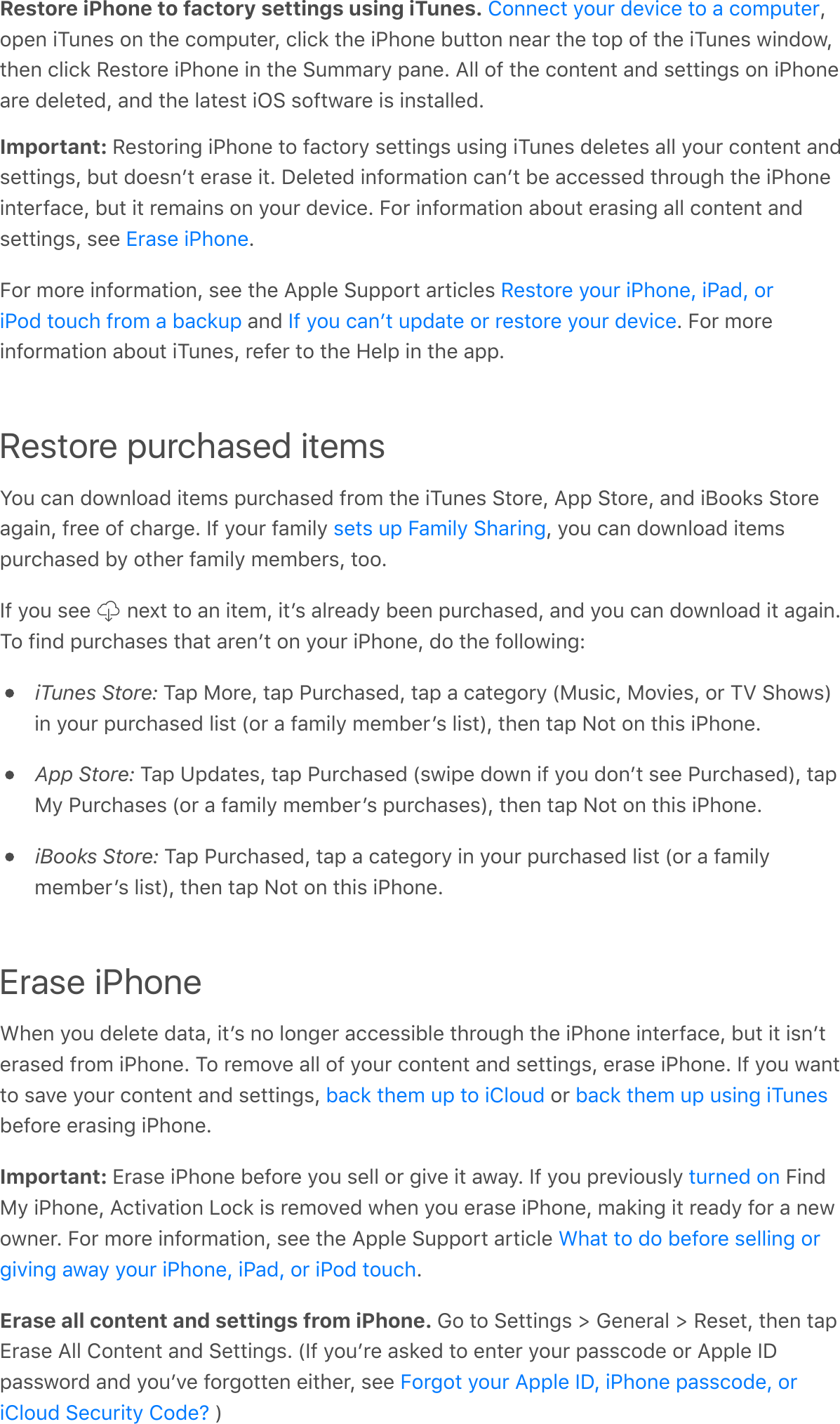Restore iPhone to factory settings using iTunes.  Q$;&amp;%&apos;!?6%&amp;,&apos;$%&apos;*#&amp;&apos;/$9;6*&amp;0Q&apos;/.!/2&apos;*#&amp;&apos;!&quot;#$%&amp;&apos;F6**$%&apos;%&amp;-0&apos;*#&amp;&apos;*$;&apos;$7&apos;*#&amp;&apos;!?6%&amp;,&apos;3!%C$3Q*#&amp;%&apos;/.!/2&apos;I&amp;,*$0&amp;&apos;!&quot;#$%&amp;&apos;!%&apos;*#&amp;&apos;:699-0&gt;&apos;;-%&amp;G&apos;B..&apos;$7&apos;*#&amp;&apos;/$%*&amp;%*&apos;-%C&apos;,&amp;**!%4,&apos;$%&apos;!&quot;#$%&amp;-0&amp;&apos;C&amp;.&amp;*&amp;CQ&apos;-%C&apos;*#&amp;&apos;.-*&amp;,*&apos;!N:&apos;,$7*3-0&amp;&apos;!,&apos;!%,*-..&amp;CGImportant: I&amp;,*$0!%4&apos;!&quot;#$%&amp;&apos;*$&apos;7-/*$0&gt;&apos;,&amp;**!%4,&apos;6,!%4&apos;!?6%&amp;,&apos;C&amp;.&amp;*&amp;,&apos;-..&apos;&gt;$60&apos;/$%*&amp;%*&apos;-%C,&amp;**!%4,Q&apos;F6*&apos;C$&amp;,%+*&apos;&amp;0-,&amp;&apos;!*G&apos;&lt;&amp;.&amp;*&amp;C&apos;!%7$09-*!$%&apos;/-%+*&apos;F&amp;&apos;-//&amp;,,&amp;C&apos;*#0$64#&apos;*#&amp;&apos;!&quot;#$%&amp;!%*&amp;07-/&amp;Q&apos;F6*&apos;!*&apos;0&amp;9-!%,&apos;$%&apos;&gt;$60&apos;C&amp;A!/&amp;G&apos;5$0&apos;!%7$09-*!$%&apos;-F$6*&apos;&amp;0-,!%4&apos;-..&apos;/$%*&amp;%*&apos;-%C,&amp;**!%4,Q&apos;,&amp;&amp;&apos; G5$0&apos;9$0&amp;&apos;!%7$09-*!$%Q&apos;,&amp;&amp;&apos;*#&amp;&apos;B;;.&amp;&apos;:6;;$0*&apos;-0*!/.&amp;,&apos;&apos;-%C&apos; G&apos;5$0&apos;9$0&amp;!%7$09-*!$%&apos;-F$6*&apos;!?6%&amp;,Q&apos;0&amp;7&amp;0&apos;*$&apos;*#&amp;&apos;`&amp;.;&apos;!%&apos;*#&amp;&apos;-;;GRestore purchased itemsS$6&apos;/-%&apos;C$3%.$-C&apos;!*&amp;9,&apos;;60/#-,&amp;C&apos;70$9&apos;*#&amp;&apos;!?6%&amp;,&apos;:*$0&amp;Q&apos;B;;&apos;:*$0&amp;Q&apos;-%C&apos;!P$$2,&apos;:*$0&amp;-4-!%Q&apos;70&amp;&amp;&apos;$7&apos;/#-04&amp;G&apos;)7&apos;&gt;$60&apos;7-9!.&gt;&apos; Q&apos;&gt;$6&apos;/-%&apos;C$3%.$-C&apos;!*&amp;9,;60/#-,&amp;C&apos;F&gt;&apos;$*#&amp;0&apos;7-9!.&gt;&apos;9&amp;9F&amp;0,Q&apos;*$$G)7&apos;&gt;$6&apos;,&amp;&amp;&apos; &apos;%&amp;^*&apos;*$&apos;-%&apos;!*&amp;9Q&apos;!*+,&apos;-.0&amp;-C&gt;&apos;F&amp;&amp;%&apos;;60/#-,&amp;CQ&apos;-%C&apos;&gt;$6&apos;/-%&apos;C$3%.$-C&apos;!*&apos;-4-!%G?$&apos;7!%C&apos;;60/#-,&amp;,&apos;*#-*&apos;-0&amp;%+*&apos;$%&apos;&gt;$60&apos;!&quot;#$%&amp;Q&apos;C$&apos;*#&amp;&apos;7$..$3!%4RiTunes Store:&apos;?-;&apos;H$0&amp;Q&apos;*-;&apos;&quot;60/#-,&amp;CQ&apos;*-;&apos;-&apos;/-*&amp;4$0&gt;&apos;\H6,!/Q&apos;H$A!&amp;,Q&apos;$0&apos;?Z&apos;:#$3,]!%&apos;&gt;$60&apos;;60/#-,&amp;C&apos;.!,*&apos;\$0&apos;-&apos;7-9!.&gt;&apos;9&amp;9F&amp;0+,&apos;.!,*]Q&apos;*#&amp;%&apos;*-;&apos;E$*&apos;$%&apos;*#!,&apos;!&quot;#$%&amp;GApp Store:&apos;?-;&apos;1;C-*&amp;,Q&apos;*-;&apos;&quot;60/#-,&amp;C&apos;\,3!;&amp;&apos;C$3%&apos;!7&apos;&gt;$6&apos;C$%+*&apos;,&amp;&amp;&apos;&quot;60/#-,&amp;C]Q&apos;*-;H&gt;&apos;&quot;60/#-,&amp;,&apos;\$0&apos;-&apos;7-9!.&gt;&apos;9&amp;9F&amp;0+,&apos;;60/#-,&amp;,]Q&apos;*#&amp;%&apos;*-;&apos;E$*&apos;$%&apos;*#!,&apos;!&quot;#$%&amp;GiBooks Store:&apos;?-;&apos;&quot;60/#-,&amp;CQ&apos;*-;&apos;-&apos;/-*&amp;4$0&gt;&apos;!%&apos;&gt;$60&apos;;60/#-,&amp;C&apos;.!,*&apos;\$0&apos;-&apos;7-9!.&gt;9&amp;9F&amp;0+,&apos;.!,*]Q&apos;*#&amp;%&apos;*-;&apos;E$*&apos;$%&apos;*#!,&apos;!&quot;#$%&amp;GErase iPhoneL#&amp;%&apos;&gt;$6&apos;C&amp;.&amp;*&amp;&apos;C-*-Q&apos;!*+,&apos;%$&apos;.$%4&amp;0&apos;-//&amp;,,!F.&amp;&apos;*#0$64#&apos;*#&amp;&apos;!&quot;#$%&amp;&apos;!%*&amp;07-/&amp;Q&apos;F6*&apos;!*&apos;!,%+*&amp;0-,&amp;C&apos;70$9&apos;!&quot;#$%&amp;G&apos;?$&apos;0&amp;9$A&amp;&apos;-..&apos;$7&apos;&gt;$60&apos;/$%*&amp;%*&apos;-%C&apos;,&amp;**!%4,Q&apos;&amp;0-,&amp;&apos;!&quot;#$%&amp;G&apos;)7&apos;&gt;$6&apos;3-%**$&apos;,-A&amp;&apos;&gt;$60&apos;/$%*&amp;%*&apos;-%C&apos;,&amp;**!%4,Q&apos; &apos;$0&apos;F&amp;7$0&amp;&apos;&amp;0-,!%4&apos;!&quot;#$%&amp;GImportant: X0-,&amp;&apos;!&quot;#$%&amp;&apos;F&amp;7$0&amp;&apos;&gt;$6&apos;,&amp;..&apos;$0&apos;4!A&amp;&apos;!*&apos;-3-&gt;G&apos;)7&apos;&gt;$6&apos;;0&amp;A!$6,.&gt;&apos; &apos;5!%CH&gt;&apos;!&quot;#$%&amp;Q&apos;B/*!A-*!$%&apos;D$/2&apos;!,&apos;0&amp;9$A&amp;C&apos;3#&amp;%&apos;&gt;$6&apos;&amp;0-,&amp;&apos;!&quot;#$%&amp;Q&apos;9-2!%4&apos;!*&apos;0&amp;-C&gt;&apos;7$0&apos;-&apos;%&amp;3$3%&amp;0G&apos;5$0&apos;9$0&amp;&apos;!%7$09-*!$%Q&apos;,&amp;&amp;&apos;*#&amp;&apos;B;;.&amp;&apos;:6;;$0*&apos;-0*!/.&amp;&apos;GErase all content and settings from iPhone. M$&apos;*$&apos;:&amp;**!%4,&apos;e&apos;M&amp;%&amp;0-.&apos;e&apos;I&amp;,&amp;*Q&apos;*#&amp;%&apos;*-;X0-,&amp;&apos;B..&apos;T$%*&amp;%*&apos;-%C&apos;:&amp;**!%4,G&apos;\)7&apos;&gt;$6+0&amp;&apos;-,2&amp;C&apos;*$&apos;&amp;%*&amp;0&apos;&gt;$60&apos;;-,,/$C&amp;&apos;$0&apos;B;;.&amp;&apos;)&lt;;-,,3$0C&apos;-%C&apos;&gt;$6+A&amp;&apos;7$04$**&amp;%&apos;&amp;!*#&amp;0Q&apos;,&amp;&amp;&apos;&apos;]T$%%&amp;/*&apos;&gt;$60&apos;C&amp;A!/&amp;&apos;*$&apos;-&apos;/$9;6*&amp;0X0-,&amp;&apos;!&quot;#$%&amp;I&amp;,*$0&amp;&apos;&gt;$60&apos;!&quot;#$%&amp;Q&apos;!&quot;-CQ&apos;$0!&quot;$C&apos;*$6/#&apos;70$9&apos;-&apos;F-/26; )7&apos;&gt;$6&apos;/-%+*&apos;6;C-*&amp;&apos;$0&apos;0&amp;,*$0&amp;&apos;&gt;$60&apos;C&amp;A!/&amp;,&amp;*,&apos;6;&apos;5-9!.&gt;&apos;:#-0!%4F-/2&apos;*#&amp;9&apos;6;&apos;*$&apos;!T.$6C F-/2&apos;*#&amp;9&apos;6;&apos;6,!%4&apos;!?6%&amp;,*60%&amp;C&apos;$%L#-*&apos;*$&apos;C$&apos;F&amp;7$0&amp;&apos;,&amp;..!%4&apos;$04!A!%4&apos;-3-&gt;&apos;&gt;$60&apos;!&quot;#$%&amp;Q&apos;!&quot;-CQ&apos;$0&apos;!&quot;$C&apos;*$6/#5$04$*&apos;&gt;$60&apos;B;;.&amp;&apos;)&lt;Q&apos;!&quot;#$%&amp;&apos;;-,,/$C&amp;Q&apos;$0!T.$6C&apos;:&amp;/60!*&gt;&apos;T$C&amp;J