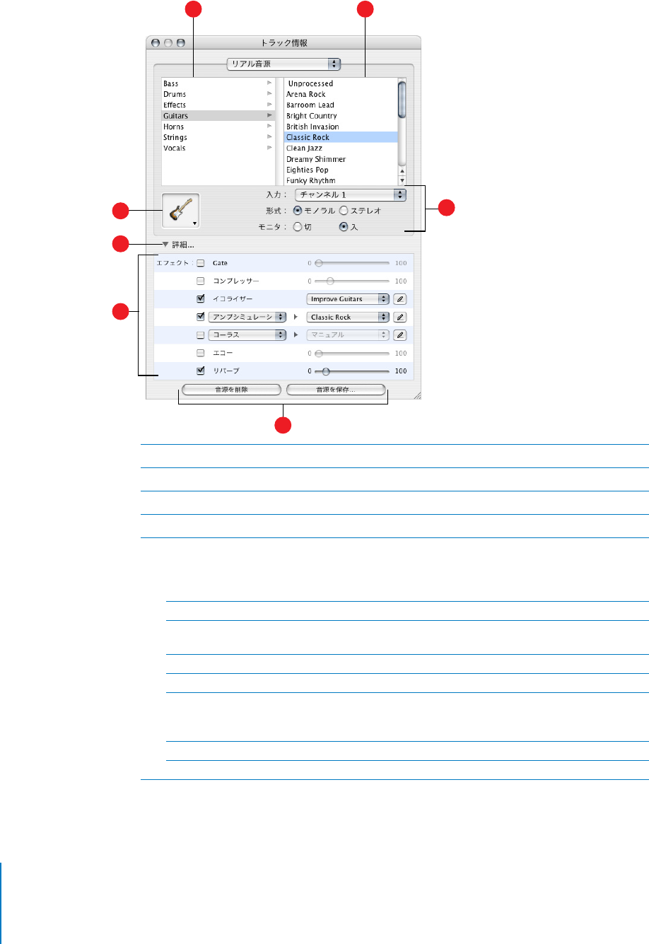 Apple Garageband 各部の説明 User Manual Garage Band At A Glance ユーザーズガイド Aglance J