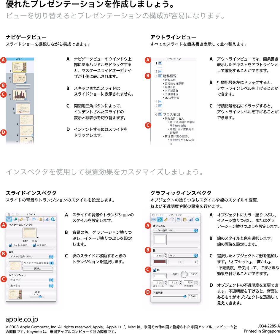 Apple Keynote 1 X Keynotequickref User Manual 1 クイックリファレンス Jkeynote Quick Ref