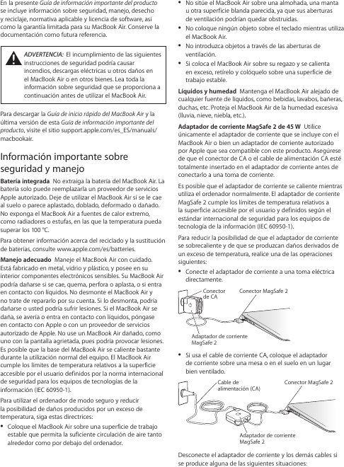 Page 2 of 12 - Apple MacBook Air (11 Pulgadas, Principios De 2014) User Manual Mac Book (principios - Guía Información Importante Del Producto Air-early-2014-product Info Y