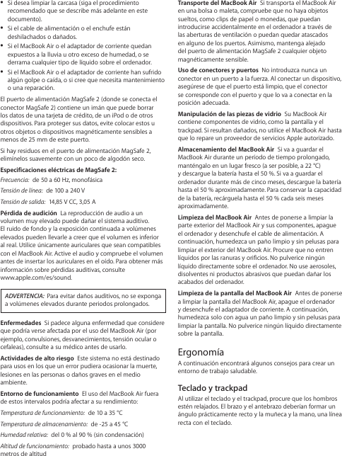Page 3 of 12 - Apple MacBook Air (11 Pulgadas, Principios De 2014) User Manual Mac Book (principios - Guía Información Importante Del Producto Air-early-2014-product Info Y