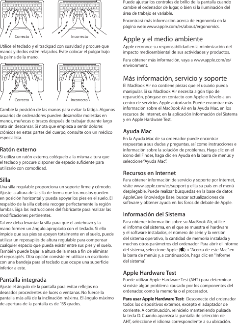 Page 4 of 12 - Apple MacBook Air (11 Pulgadas, Principios De 2014) User Manual Mac Book (principios - Guía Información Importante Del Producto Air-early-2014-product Info Y